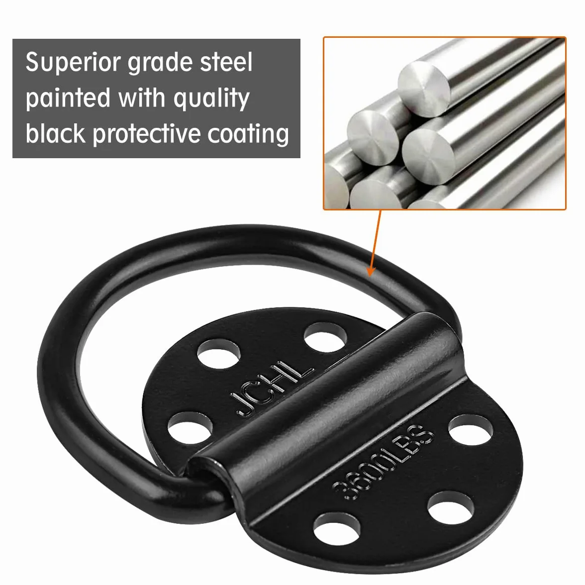 Anclajes de Amarre de Acero Resistente con Capacidad de 3600 Libras para Cargas en remolques, Camiones, caravanas, Furgonetas, ATV, SUV, Barcos, Anillo de Amarre con Tornillos y Pernos (Paquete