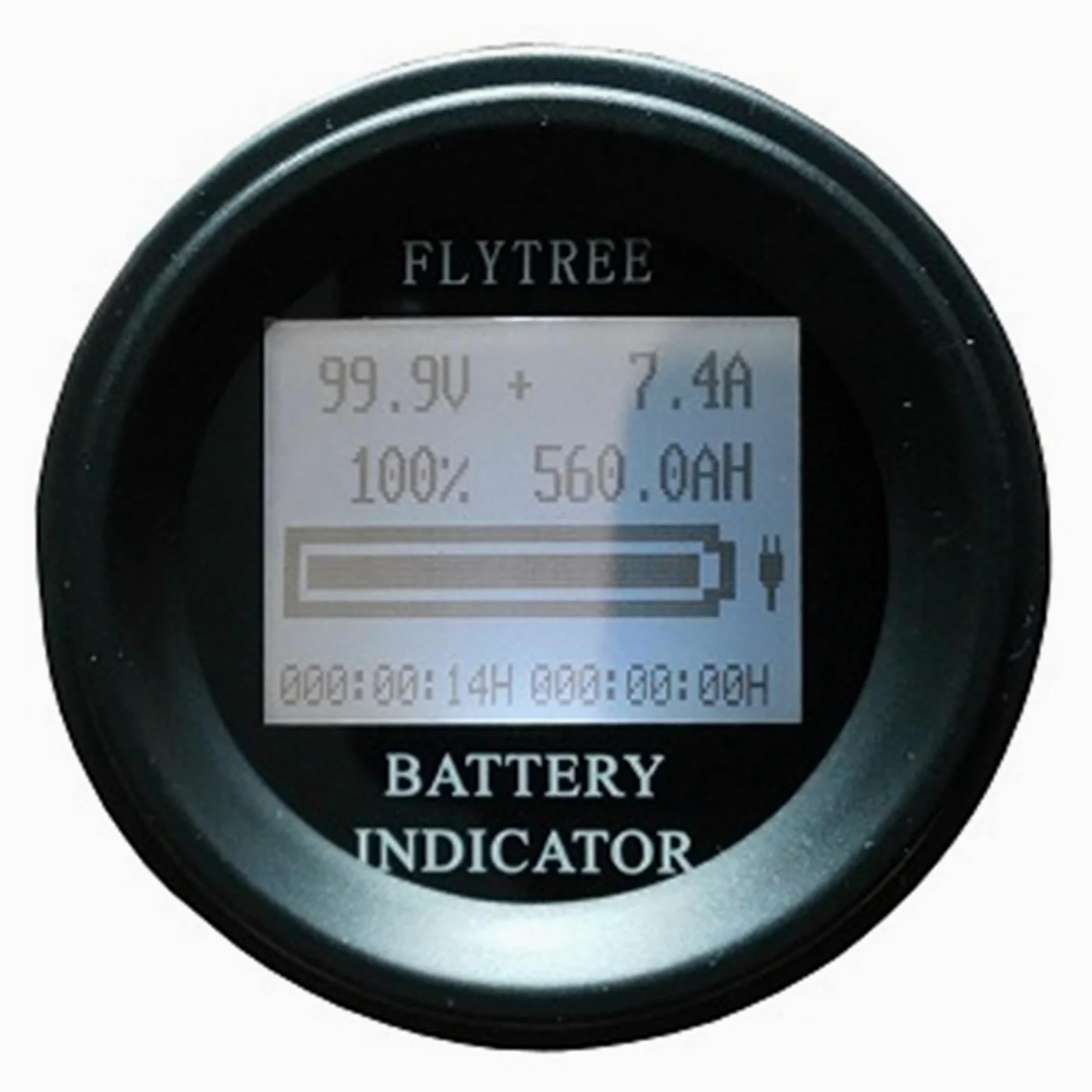 Comprobador de baterías de Coche, Coulombímetro Redondo de 100 A, coulómetro, batería es Litio LiFePO4, Capacidad Real, LCD, medidor parámetros eléctricos, Contador Coulomb