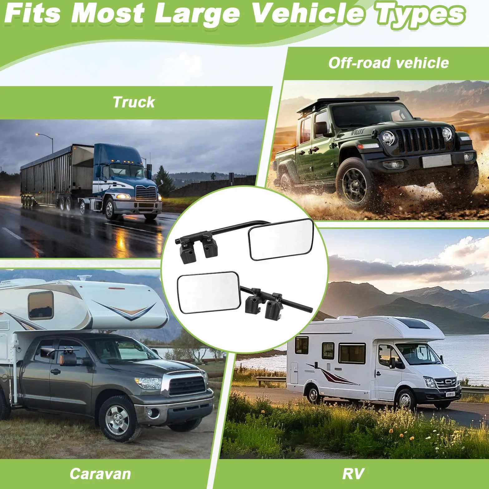 2 Piezas Espejos Retrovisores Caravana, Espejo Exteriores Remolque Ajustable Universal, Espejo Extensión Coche, Espejos Camión para Retrovisor, Caravanas, RV, Vehículos, Autocaravanas, Tractor