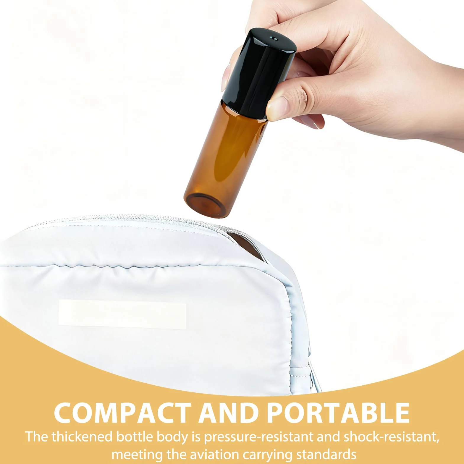 Botellas roll on de cristal marrón 5 ml para aceite esencial con bolas de acero inoxidable