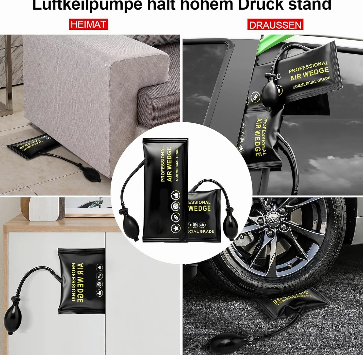 Kit de herramientas para coche, 16 herramientas, Kit de desbloqueo de Puerta de Coche, kit de agarrador de Largo Alcance de fácil Acceso, bolsa de cuña de aire, herramientas profesionales para coche