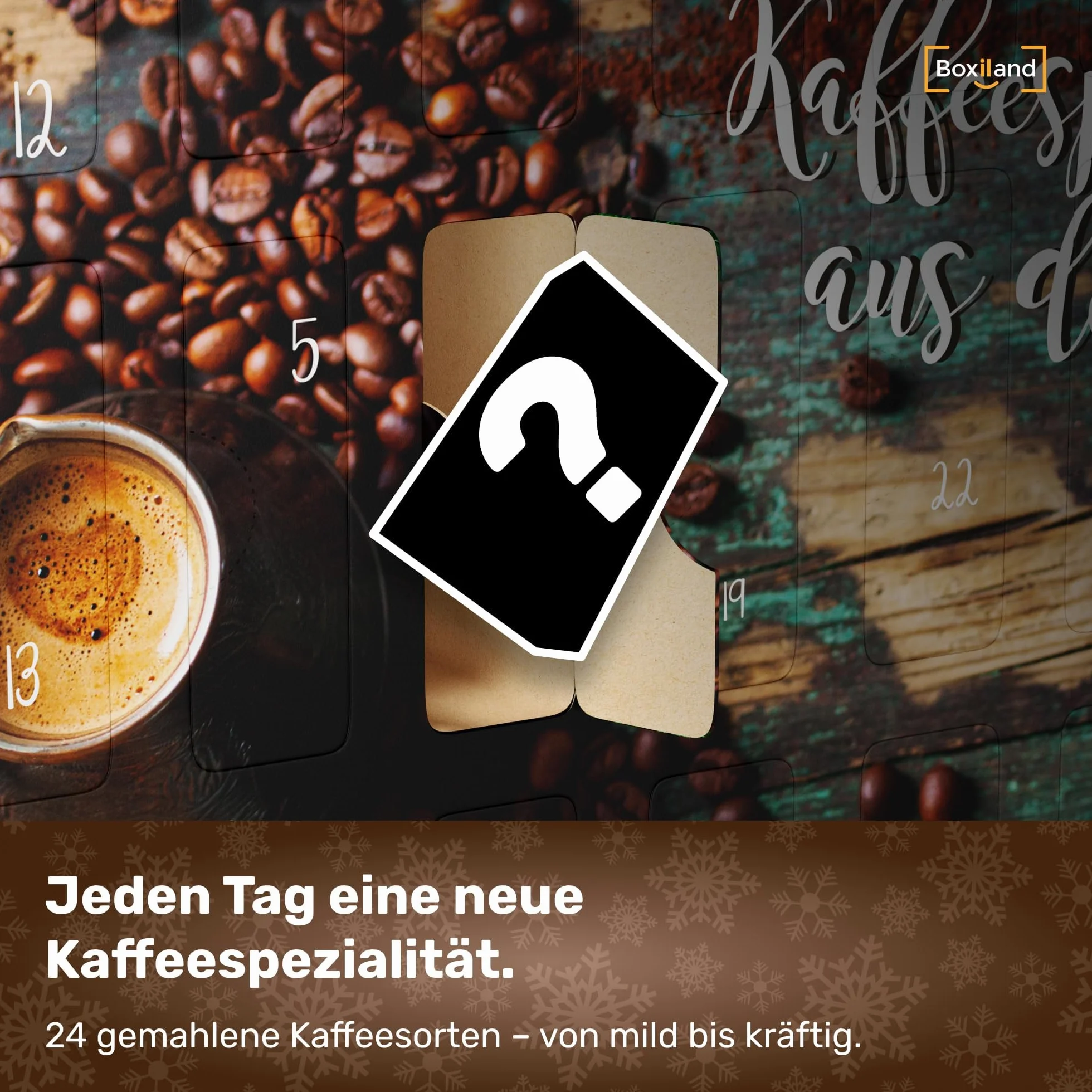 BOXILAND® Calendario de Adviento de Café Molido 2025 BIO y FAIRTRADE – 24 cafés de especialidad
