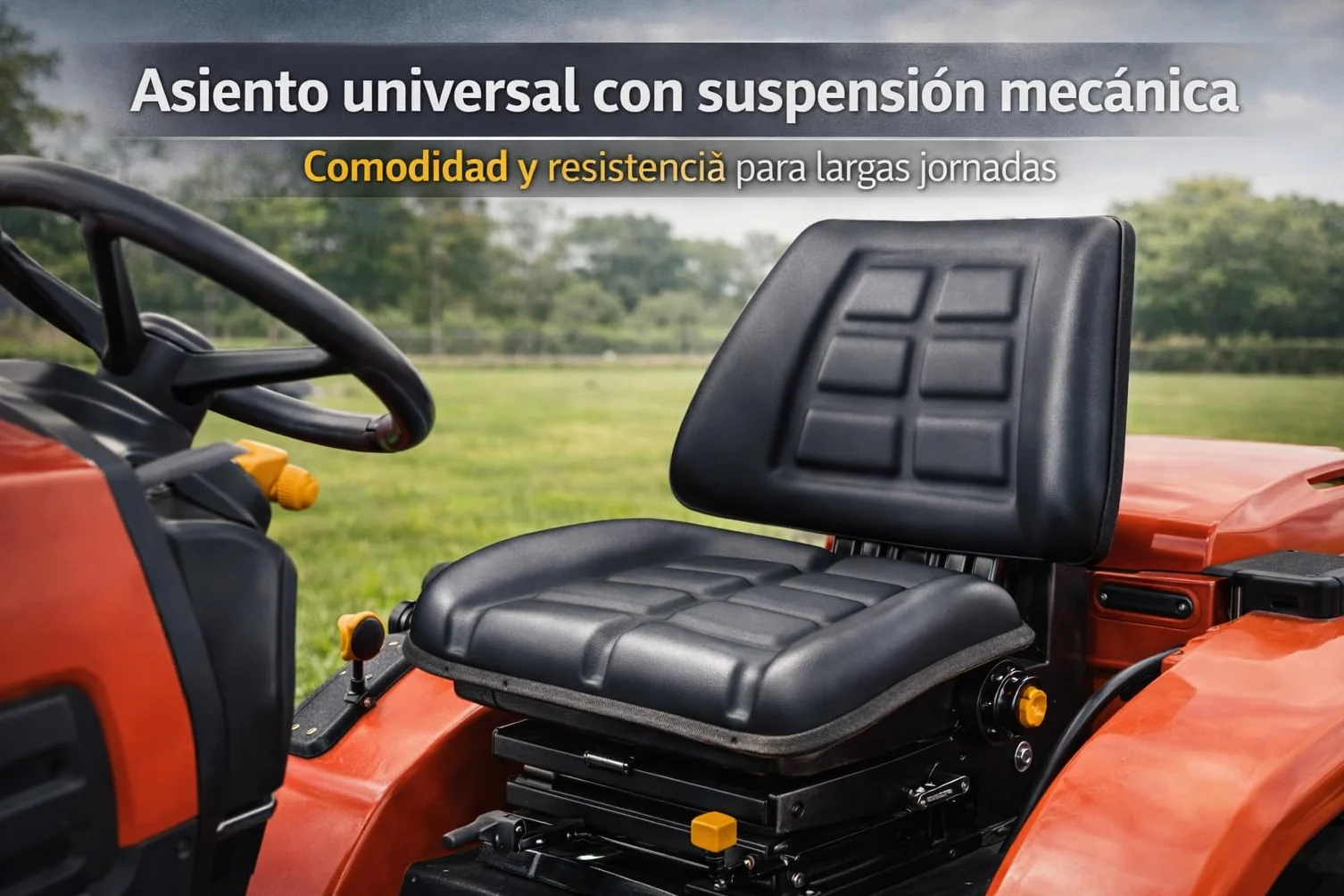ASIENTO UNIVERSAL TRACTOR PVC NEGRO RM30 | Para Maquinaría Agrícola, Excavadoras, Maquinas Industriales, Maquina Ganadera, Motos Agrícolas, Asiento Segadora, Montacargas, Carretillas Elevadoras