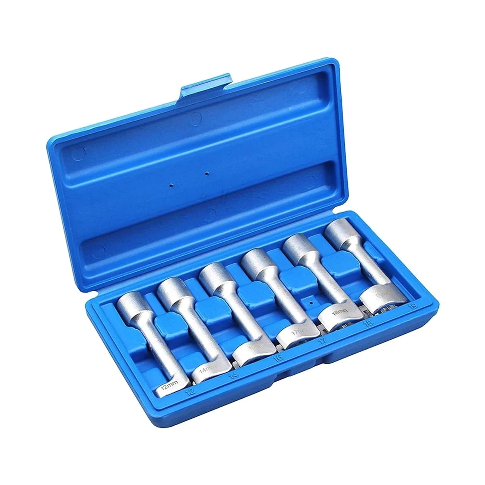 Juego de 6 Herramientas para inyectores de Combustible y Sistemas de Combustible de 1/2" con Llave de Tubo para inyectores de Combustible (12 mm, 14 mm, 16 mm, 17 mm, 18 mm y 19 mm).