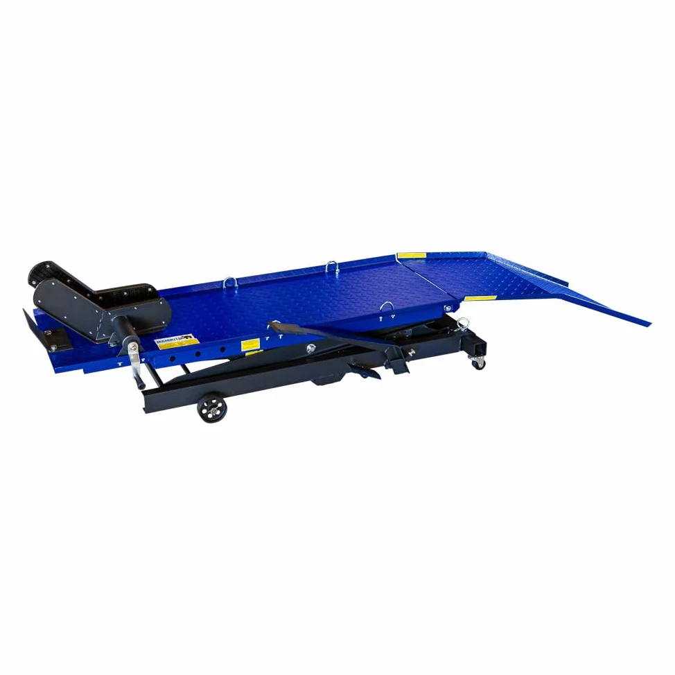 DeTec. Plataforma elevadora para moto, máx. 360 kg, mando a pie, elevador de tijera, plataforma de montaje máx. 780 mm altura de elevación