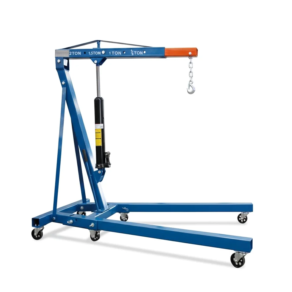 Grúa Hidráulica de Taller Plegable 2 Toneladas – Elevador para Motores y Maquinaria con Brazo Ajustable, Ruedas Giratorias y Estructura Reforzada – Ideal para Garajes y Talleres
