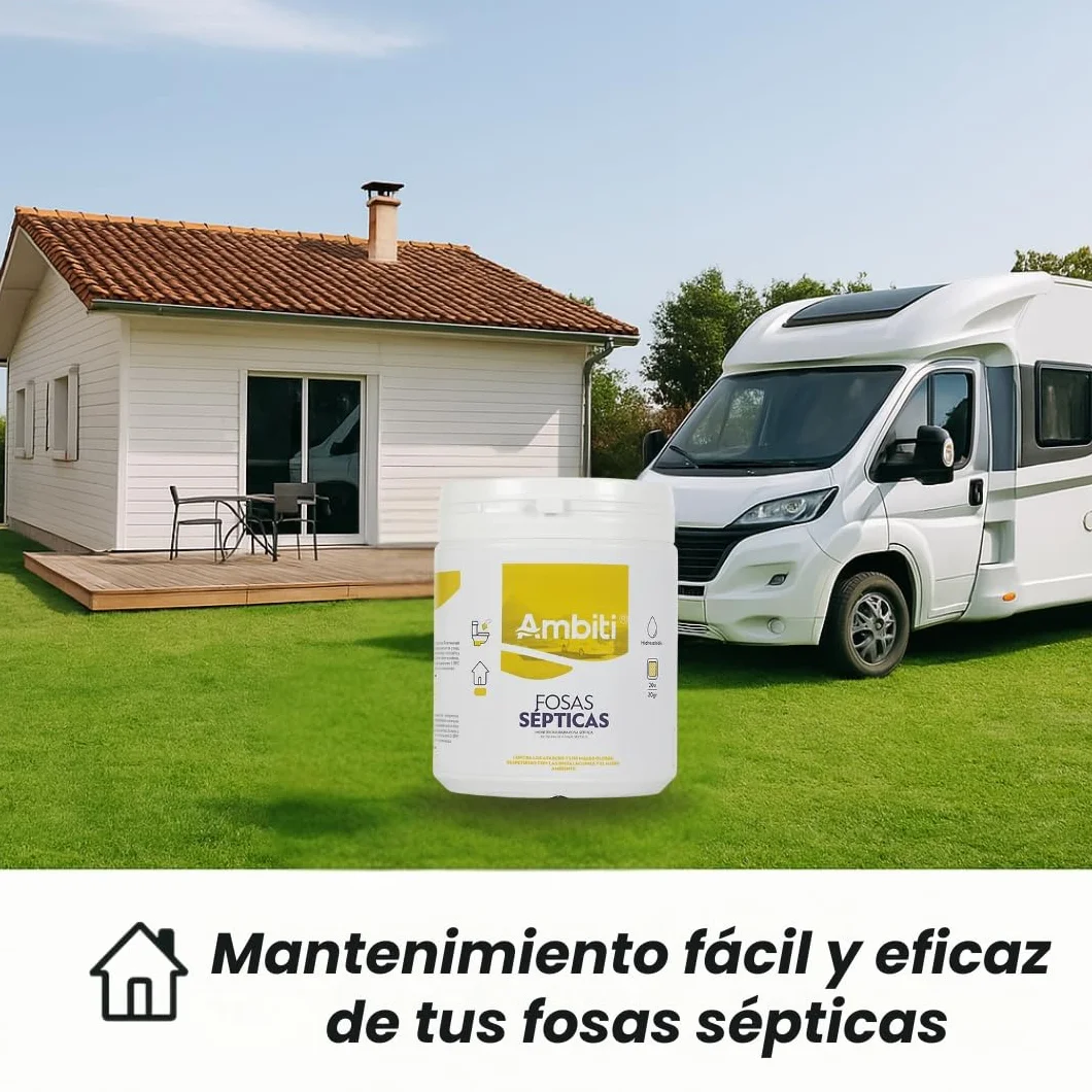 Ambiti Fosas Sépticas | Activador Enzimático Biológico en Monodosis | 20 Bolsitas Solubles de 20 g | Limpieza y Mantenimiento de Fosas y Desagües | Elimina Malos Olores y Evita Atascos