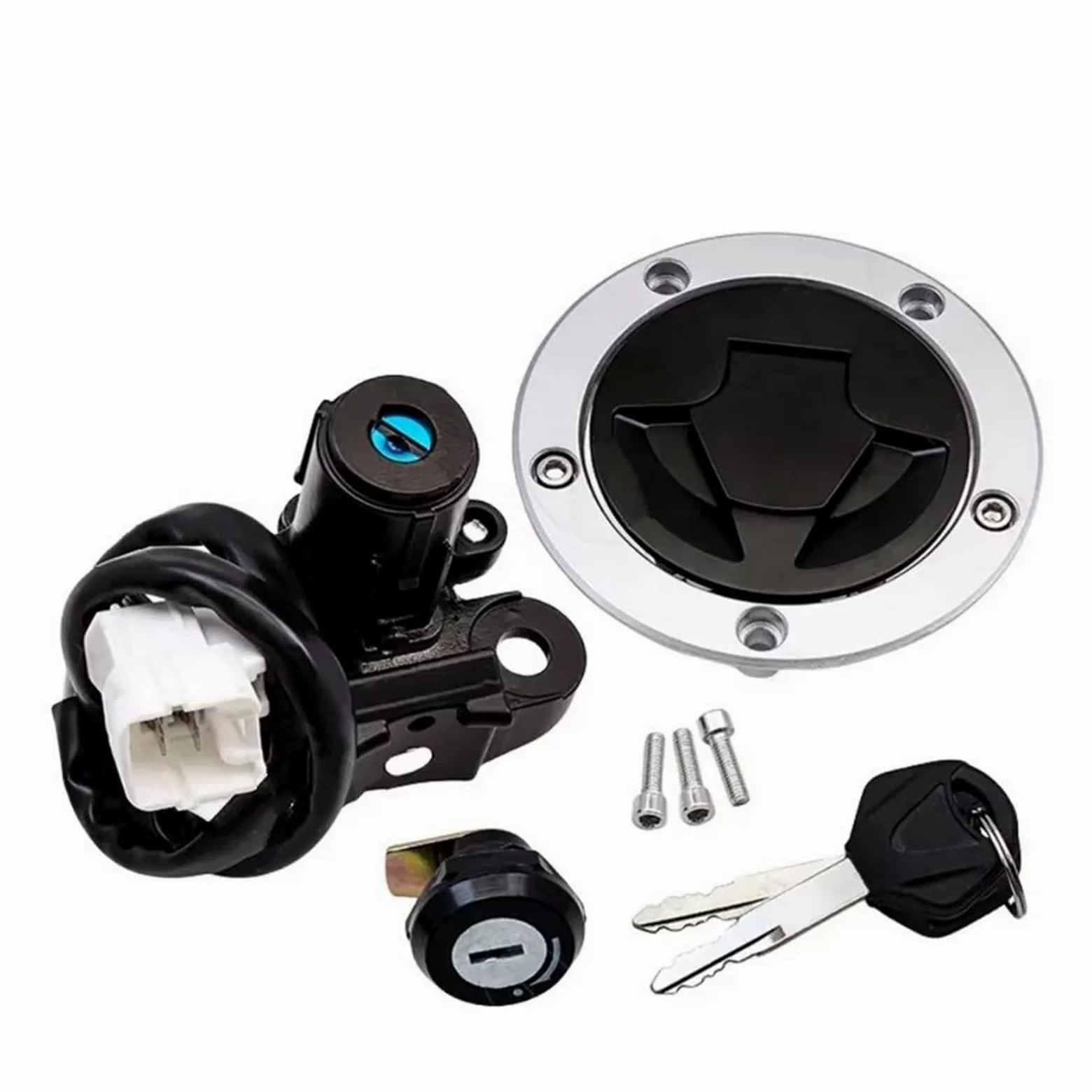 Interruptor De Llave De Encendido para Kawasak Bloqueo Interruptor Encendido | Encendido motocicleta plástico metálico juego llaves cerraduras puerta eléctricas 4 cables