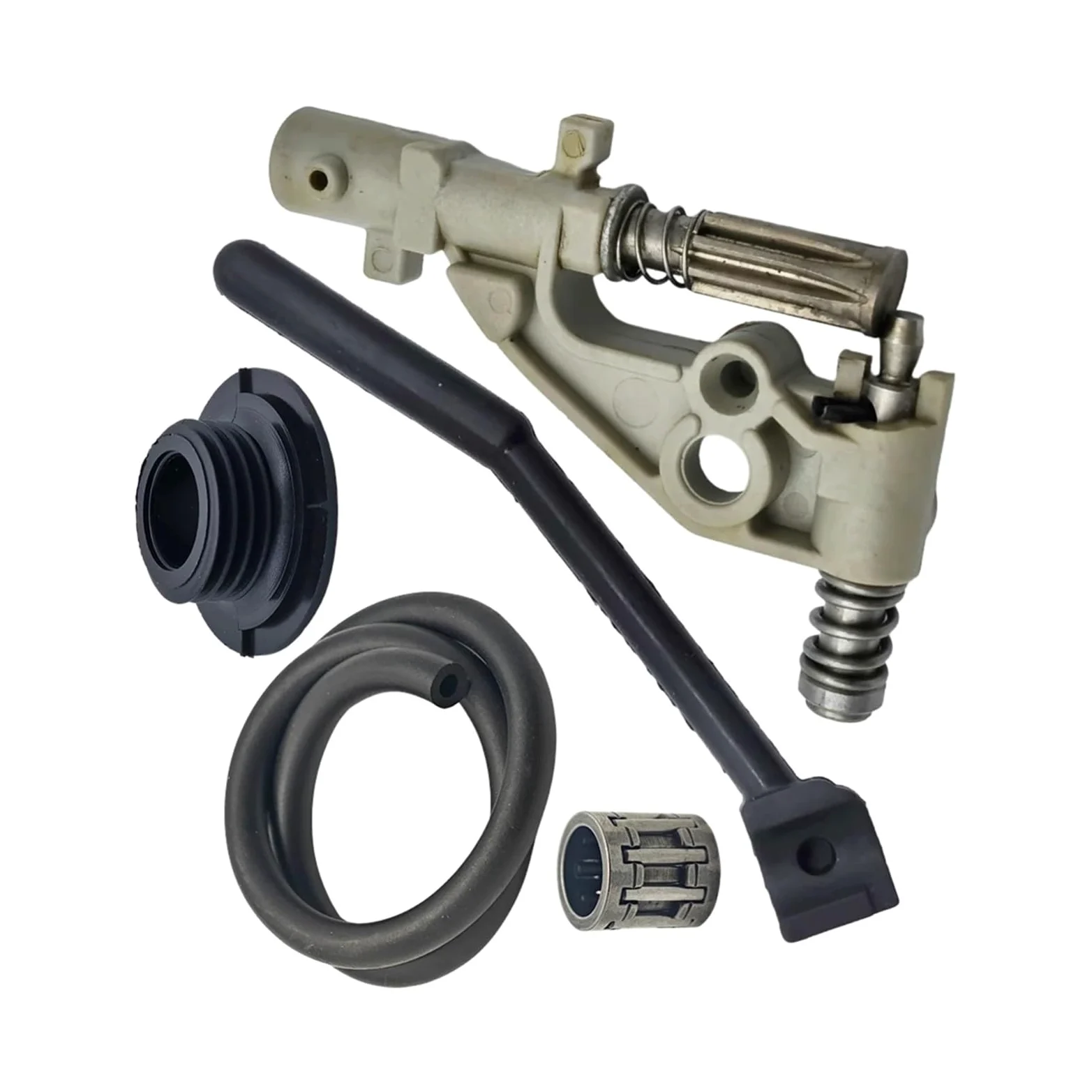 Kit de línea de presión de Bomba de Aceite Apto for Motosierra 455 455E 460 461, reemplazo de piñón de engrasador de Engranaje helicoidal