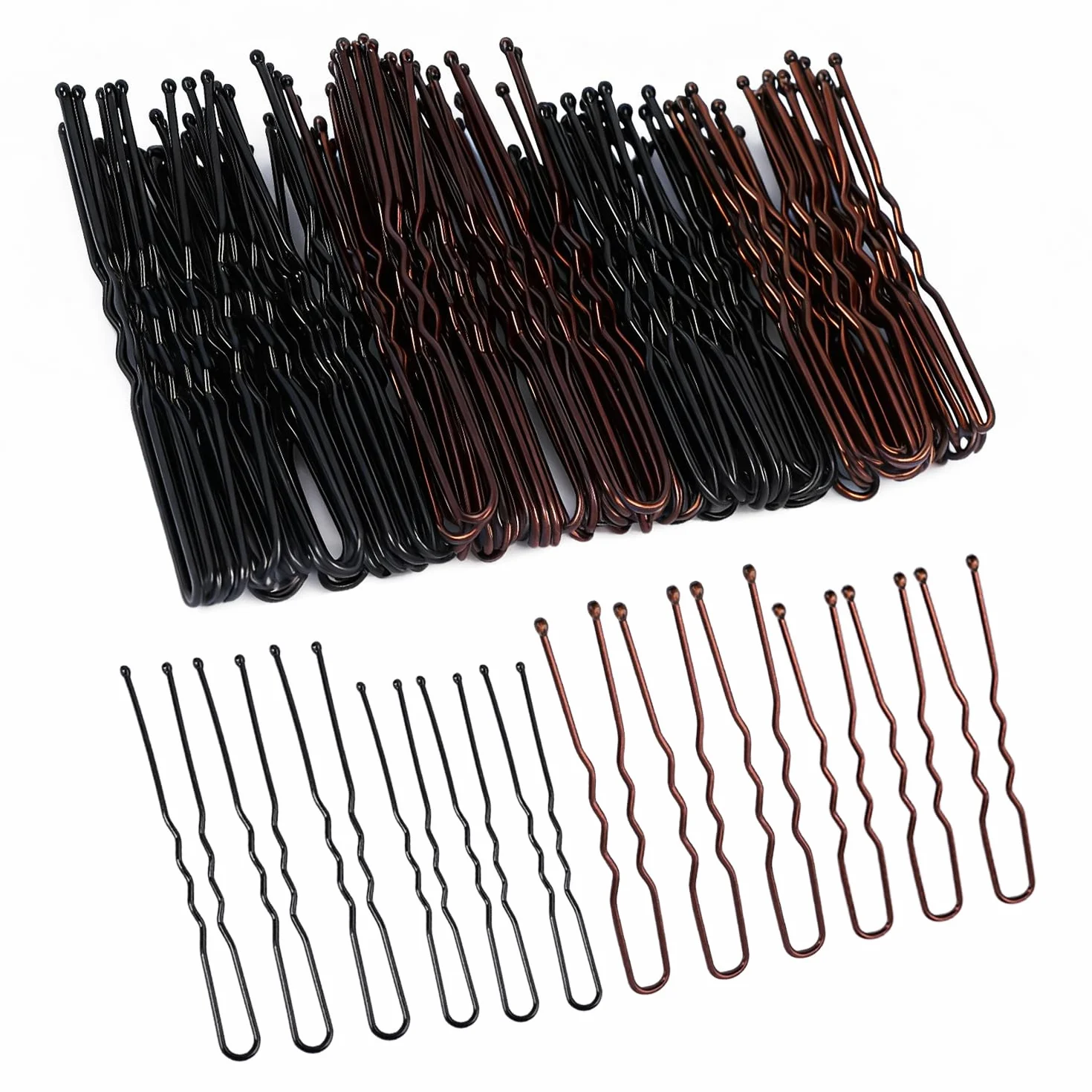 Horquillas para el Pelo 5 cm 6 cm Metal en Forma de U Invisible con Caja de Almacenamiento 200 Piezas Negro Marrón