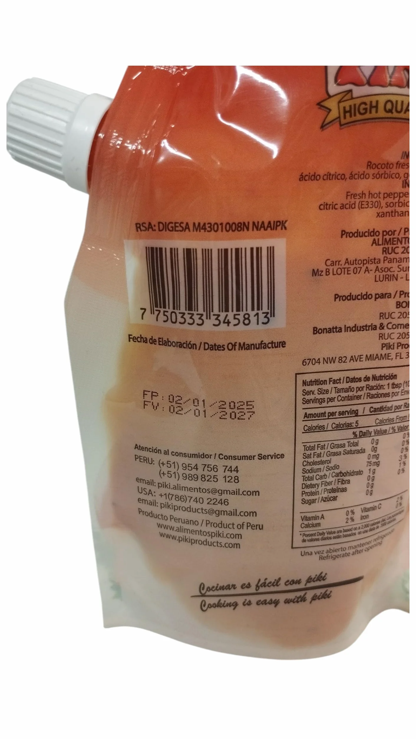 Salsa de Rocoto Molido Peruano Pack de 2 x 120 Gramos