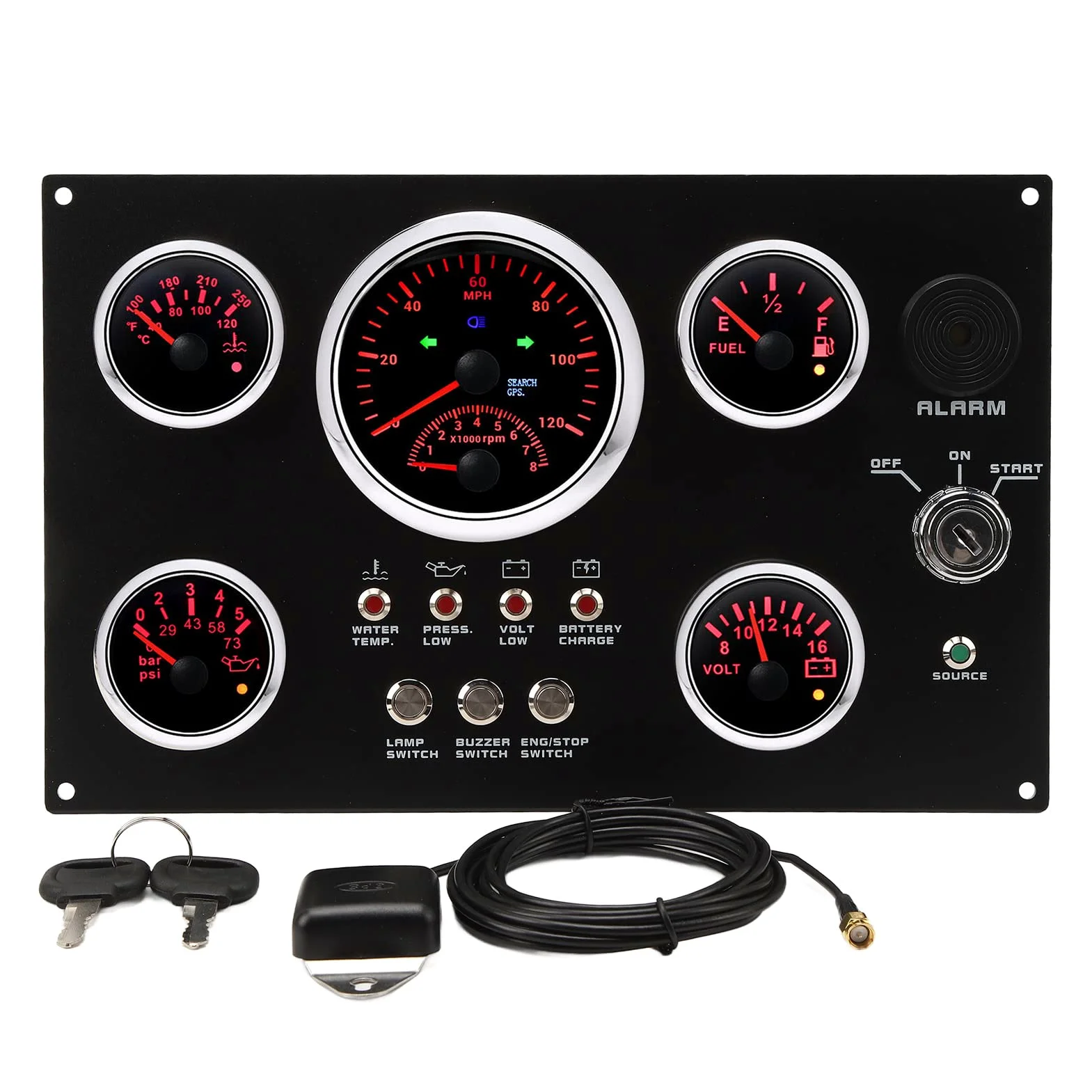Juego de 5 indicadores, panel de instrumentos, juego de indicadores con nivel de aceite, temperatura del agua, presión de aceite, pantalla de voltaje, medidor digital