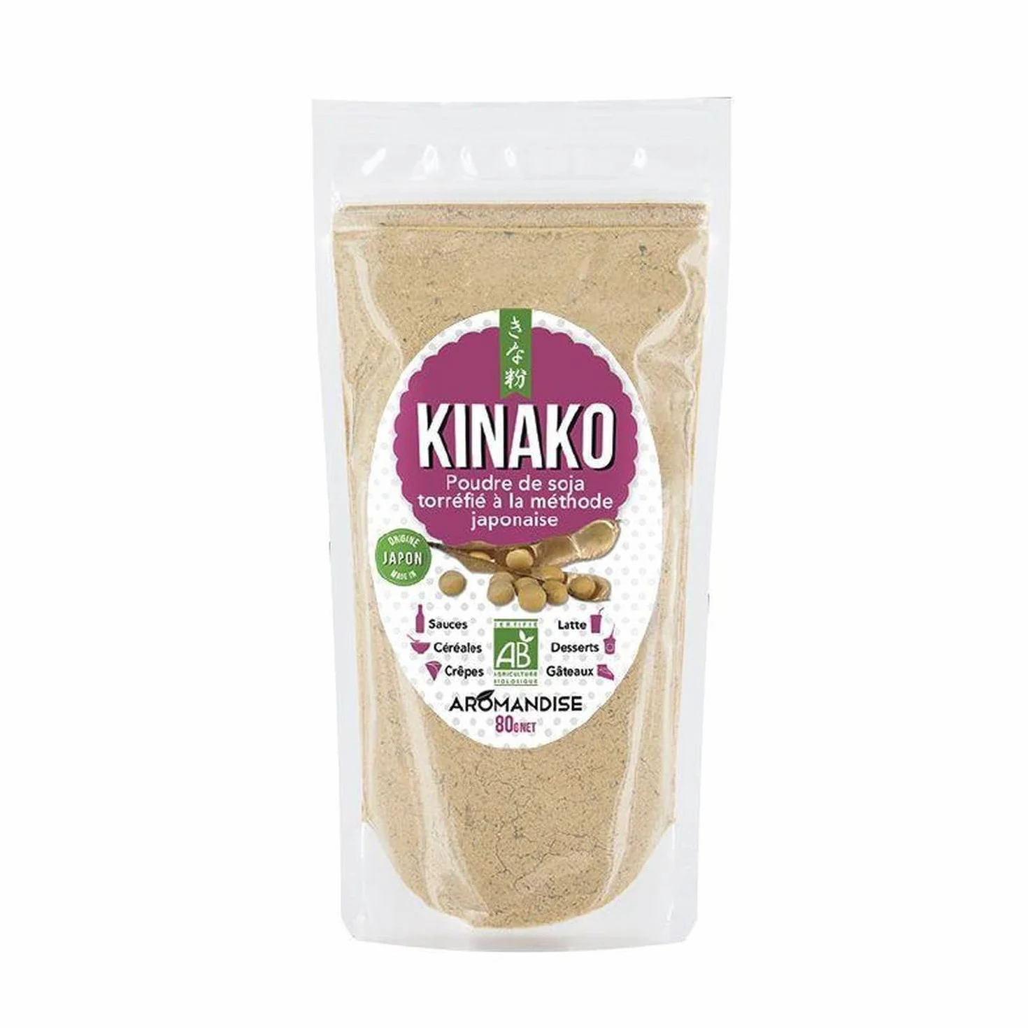 Kinako Polvo de soja tostada orgánica 800 g