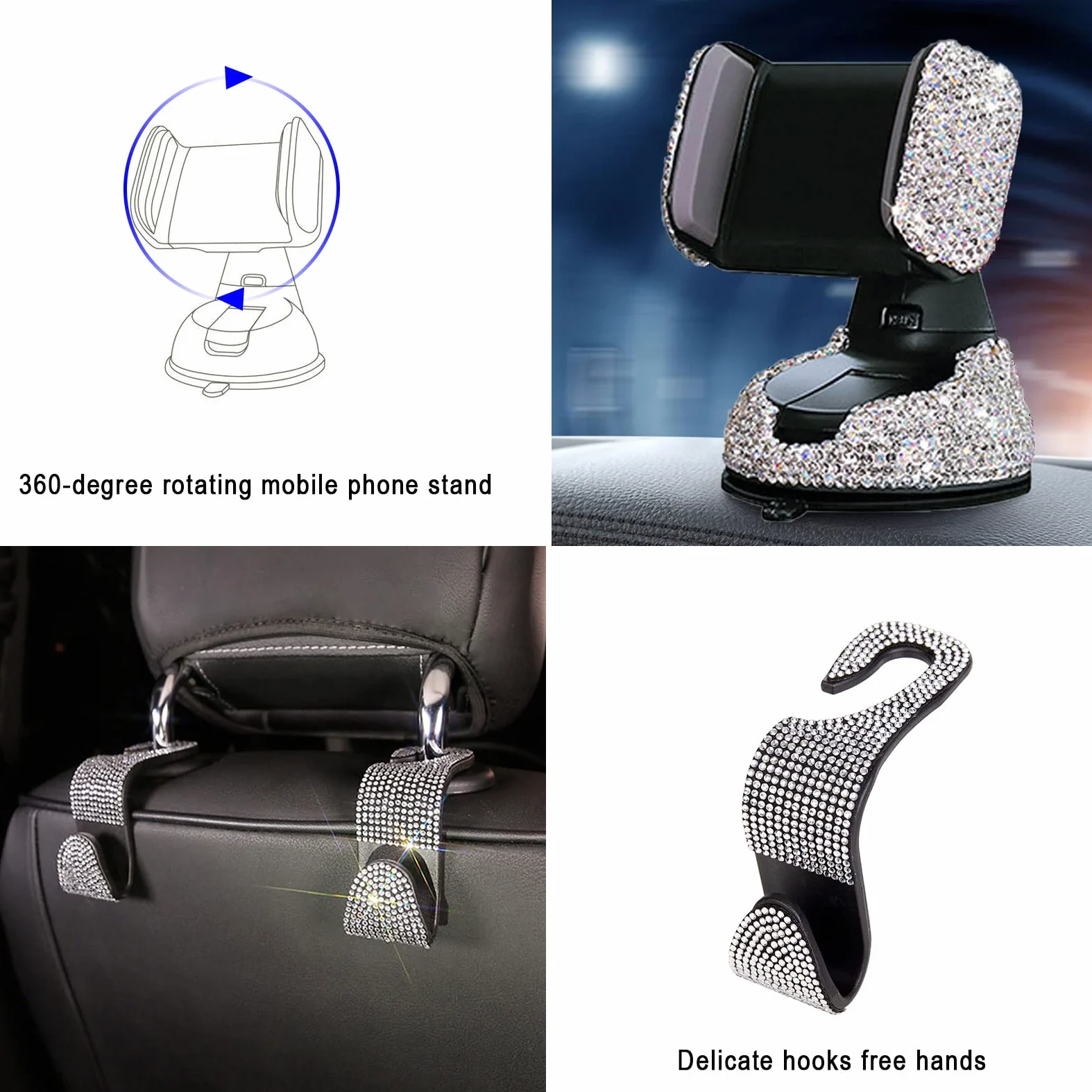Bling Auto Accesorios Interior Mujeres Brillantes Soporte para gafas para coche Zündring