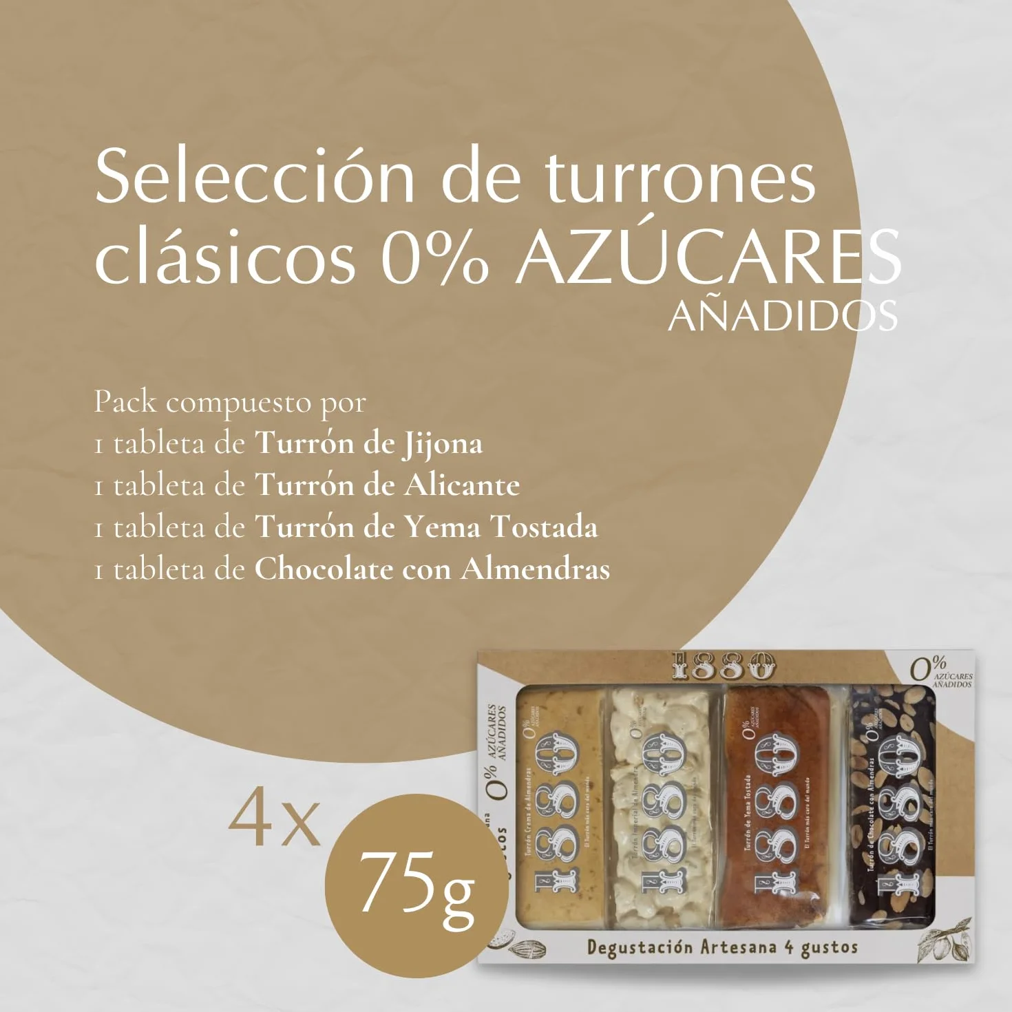 Turrones Artesana 4 Gustos 0% Azúcares Añadidos 300g Pack
