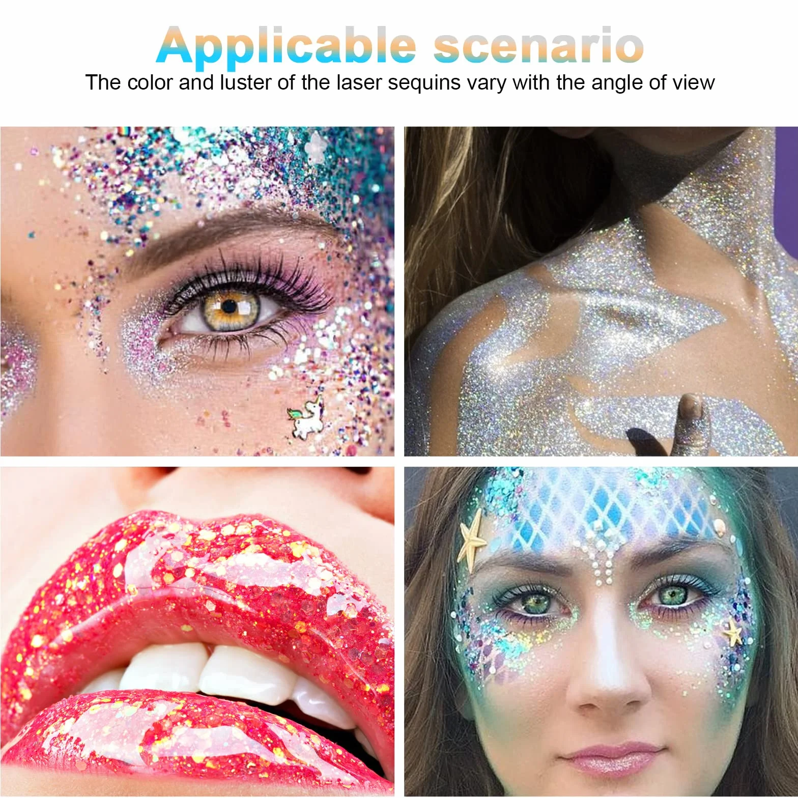 URAQT Purpurina Líquida Cara 50ml Gel Chunky Glitter Corporal Maquillaje Festival Halloween Plateado