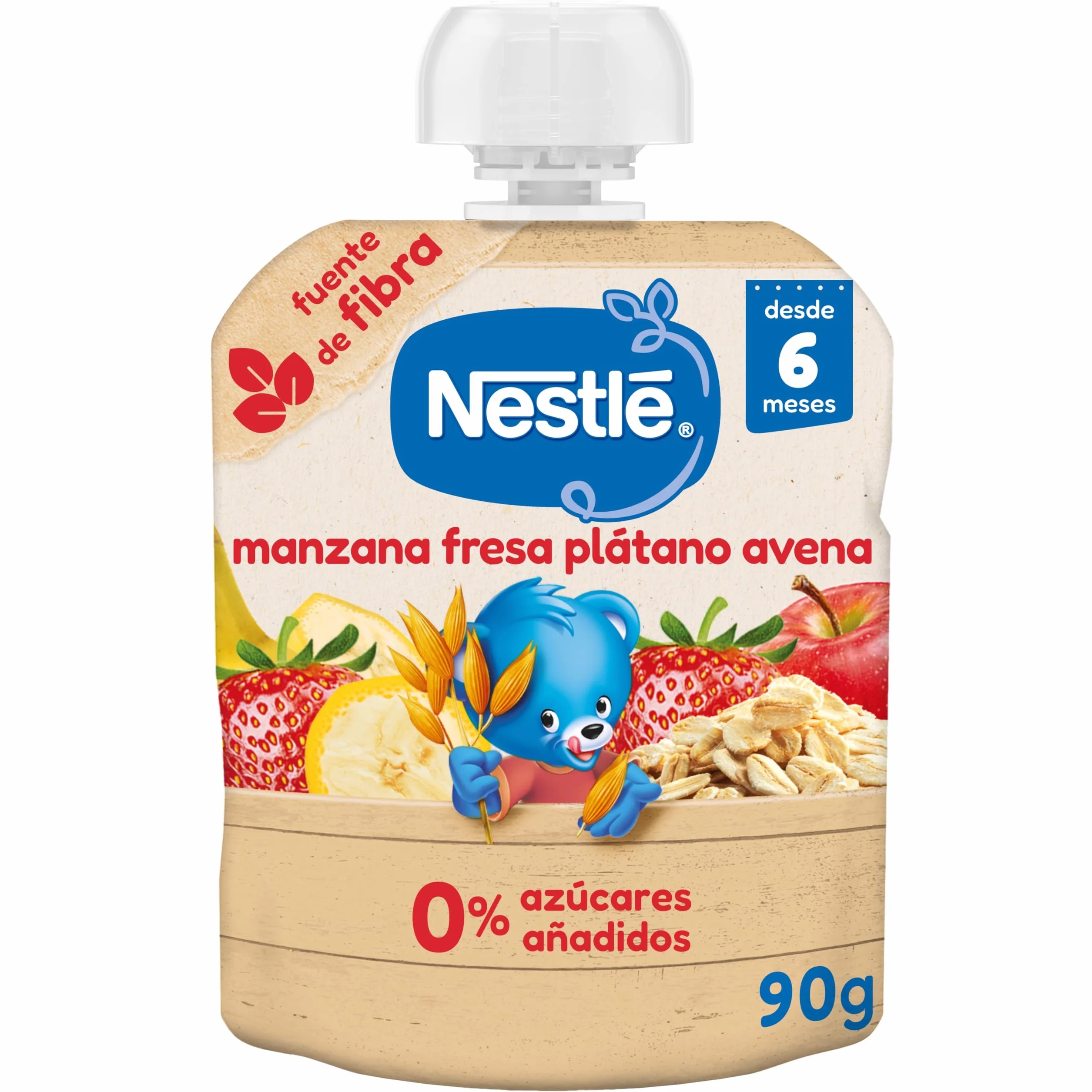 NESTLÉ Puré Manzana Fresa Plátano y Avena para bebés 16x90g