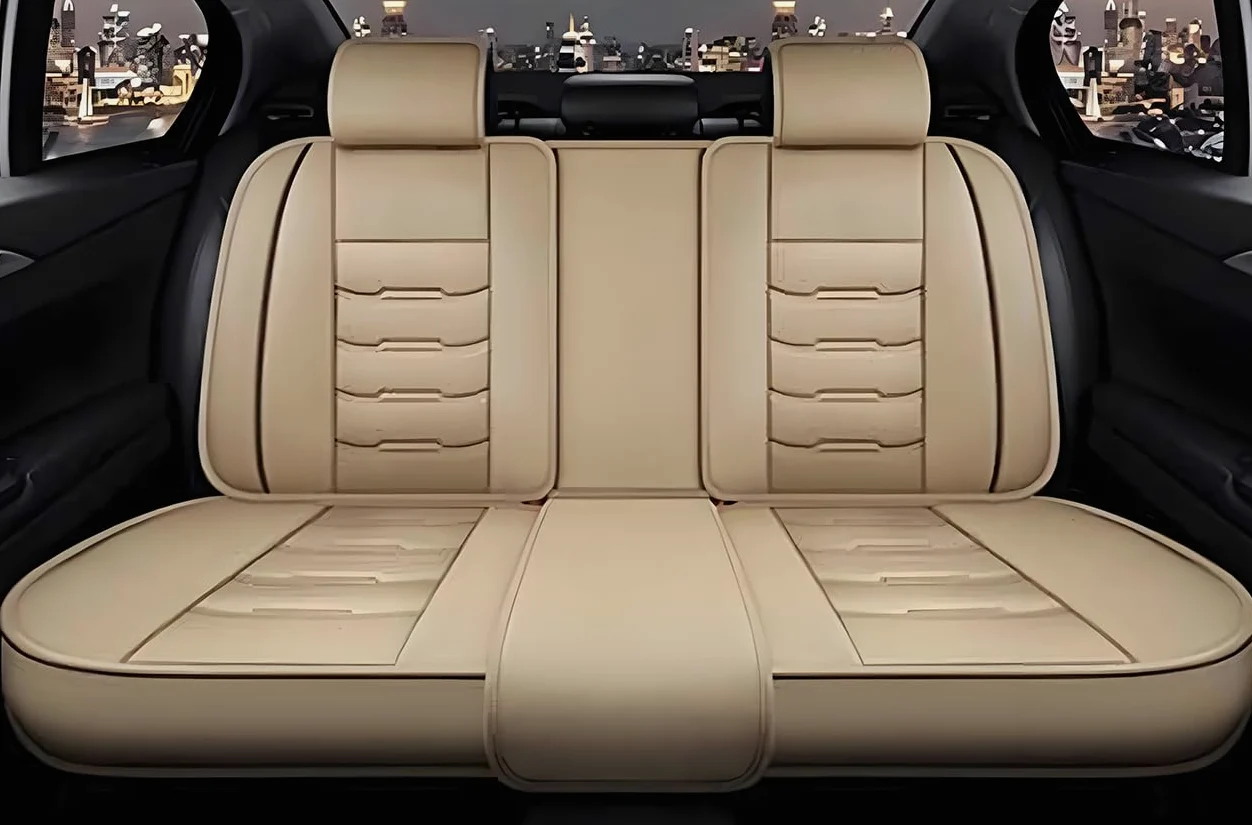 Coche Juegos Cubreasientos Universal para Mini R50 R56 F55 F56 R52 R53 R57 F57 JCW/One/One D/Cooper,Cuero Delanteros Traseros Fundas Asiento Completo Protectores Cómodo Accesorios,B/Beige