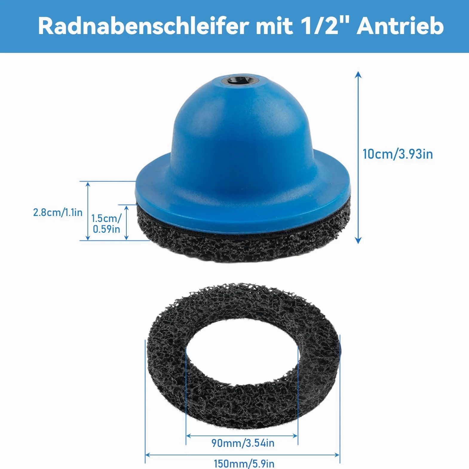 Lijadora de Cubos de Rueda de 1/2 Pulgada, Accesorio para Llave de Impacto, Limpiador de Bujes de Rueda Multiherramienta, para Cubos de Automóviles de hasta 150 mm