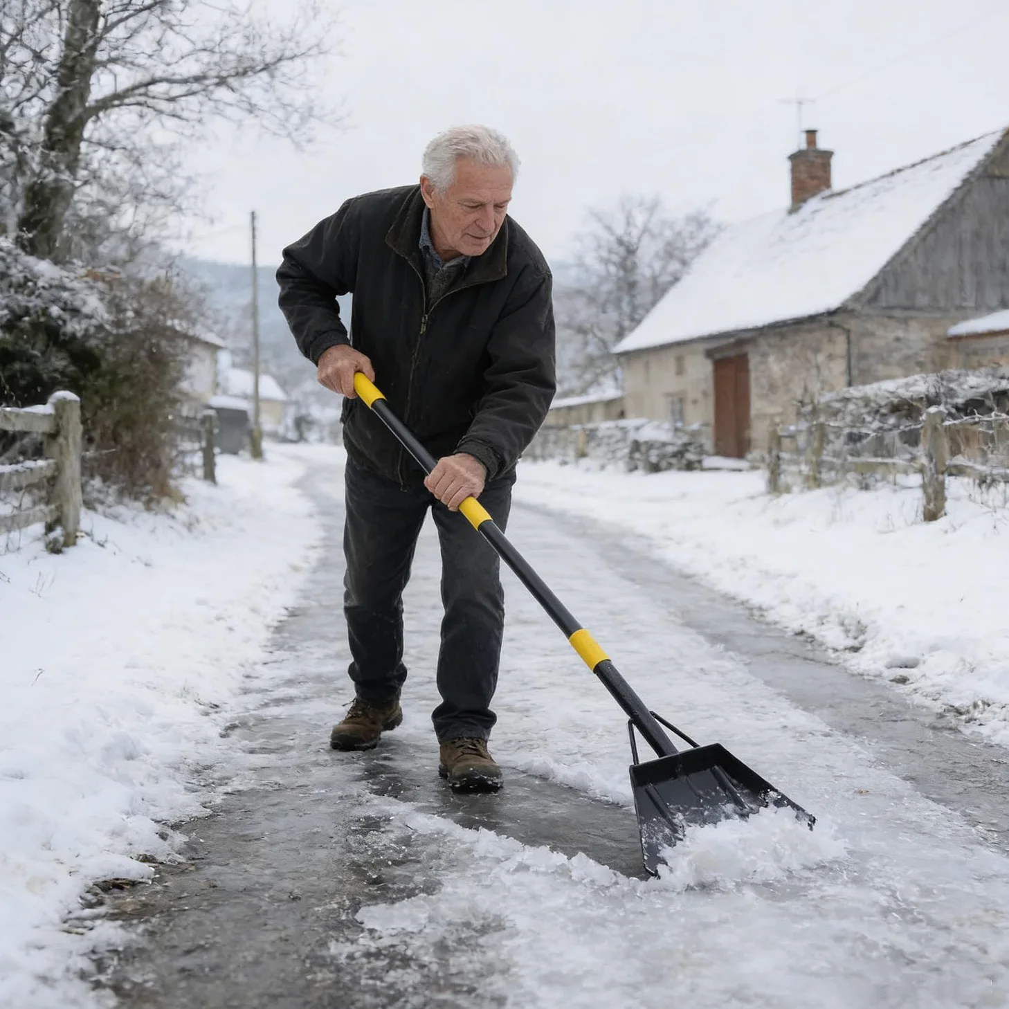 Rascador de acero al manganeso resistente y pala de nieve para parabrisas de coche y limpieza de áreas, pala de nieve