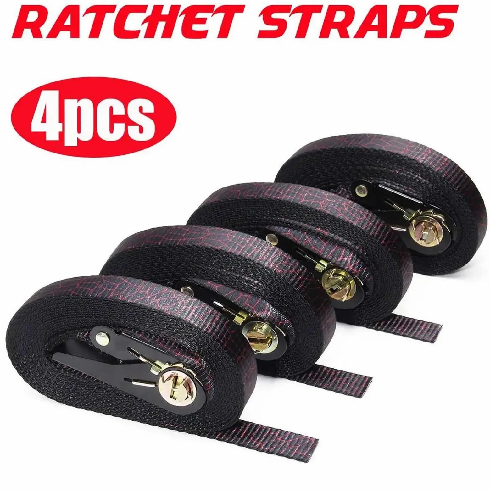 Correas de Trinquete Resistentes 4 Uds cuerda de tensión for coche correas de trinquete correas de amarre 5/6M x 25mm bolsa de equipaje correa de amarre de carga hebilla de Metal cinturón de trinquete
