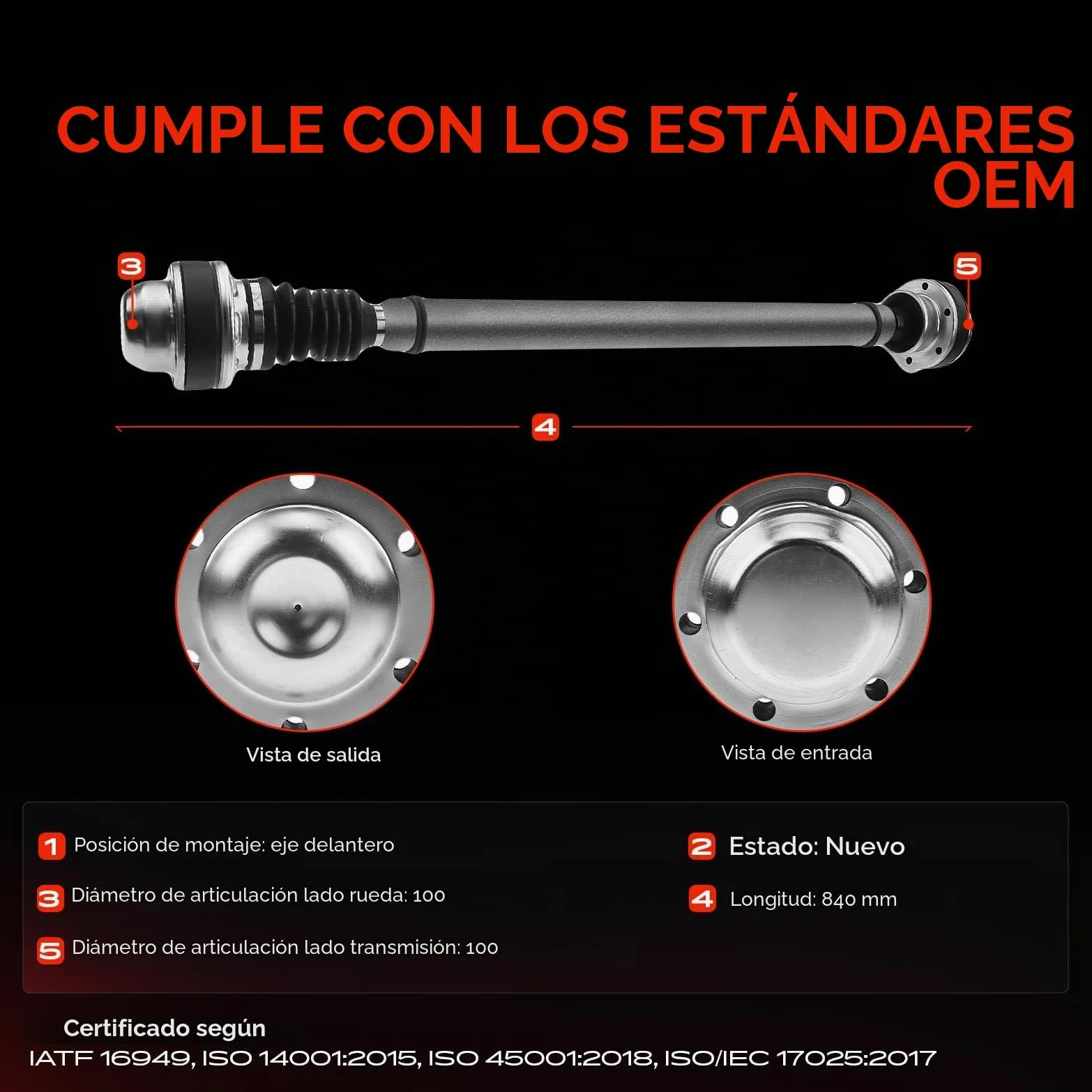 Frankberg Eje de transmisión eje delantero AT 52099499AD | Compatible con: Grand Cherokee II WG WJ