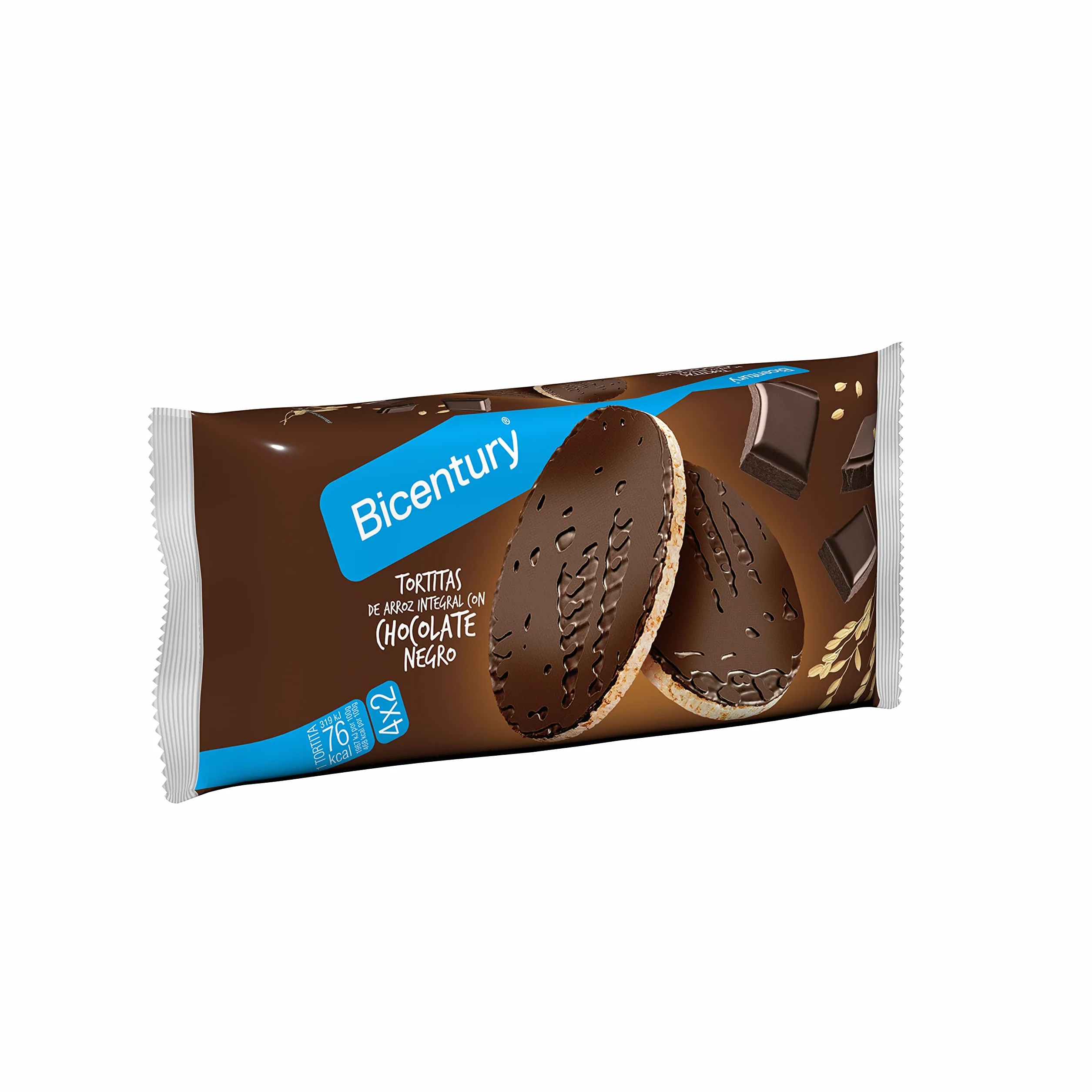 Tortita de arroz integral con chocolate negro Bicentury 14 unidades