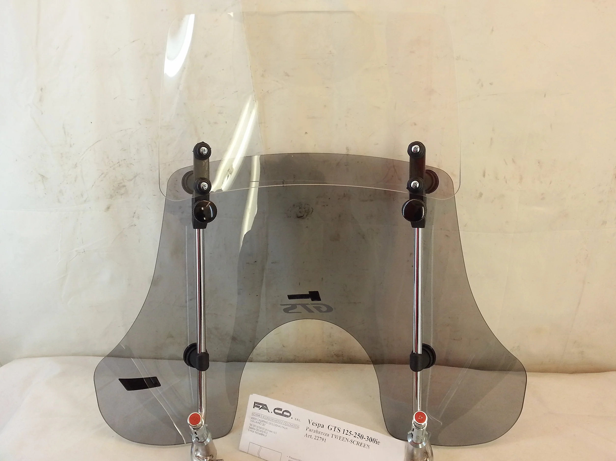 Parabrisas doble para Piaggio Vespa GTS 125 ie 250ie 300ie, deslizante, Cod.22791.