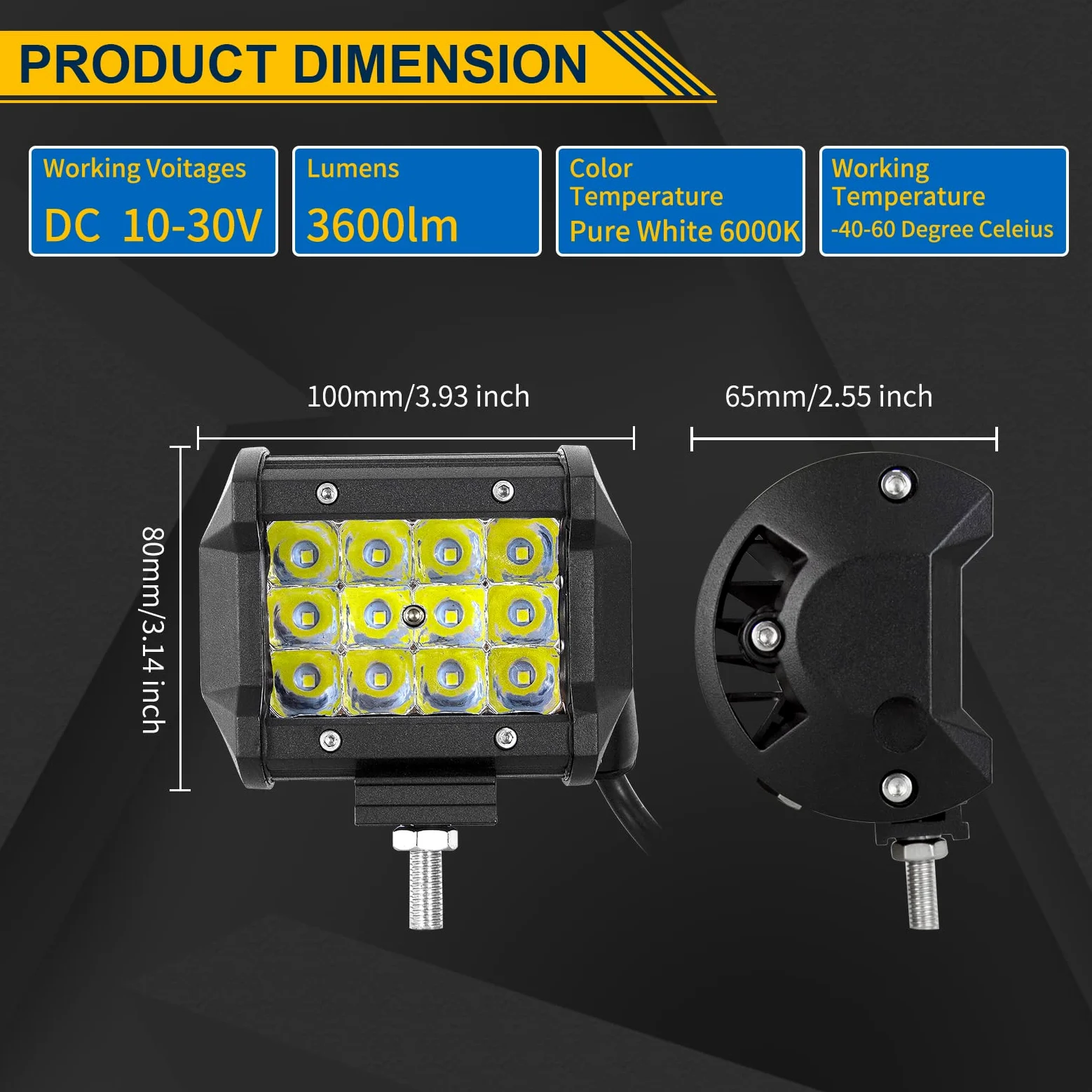 Willpower Barra LED 4x4 32" 405W + Focos LED Tractor 4" 12V 24V, Cableado | Barra Luz LED Curva 81CM + 2X Focos de Trabajo LED 10CM, Largo Alcance, Blanco, para Coche Camion Barco Quad Vehículos
