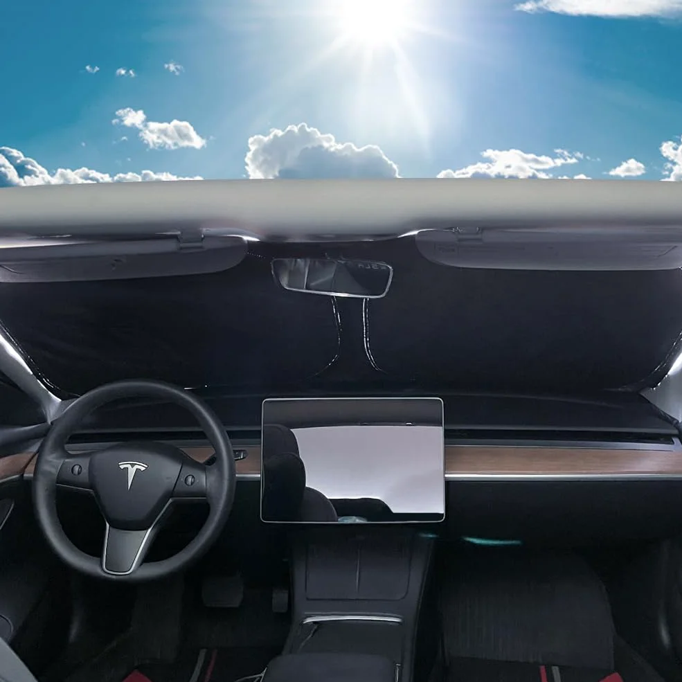 Tesbeauty - Cortina de privacidad para Campamento de 8 Piezas Especialmente diseñada para Tesla Model 3, persianas de Camping mejoradas de 5 Capas, Cubierta de Parabrisas, parasoles, Pantallas de