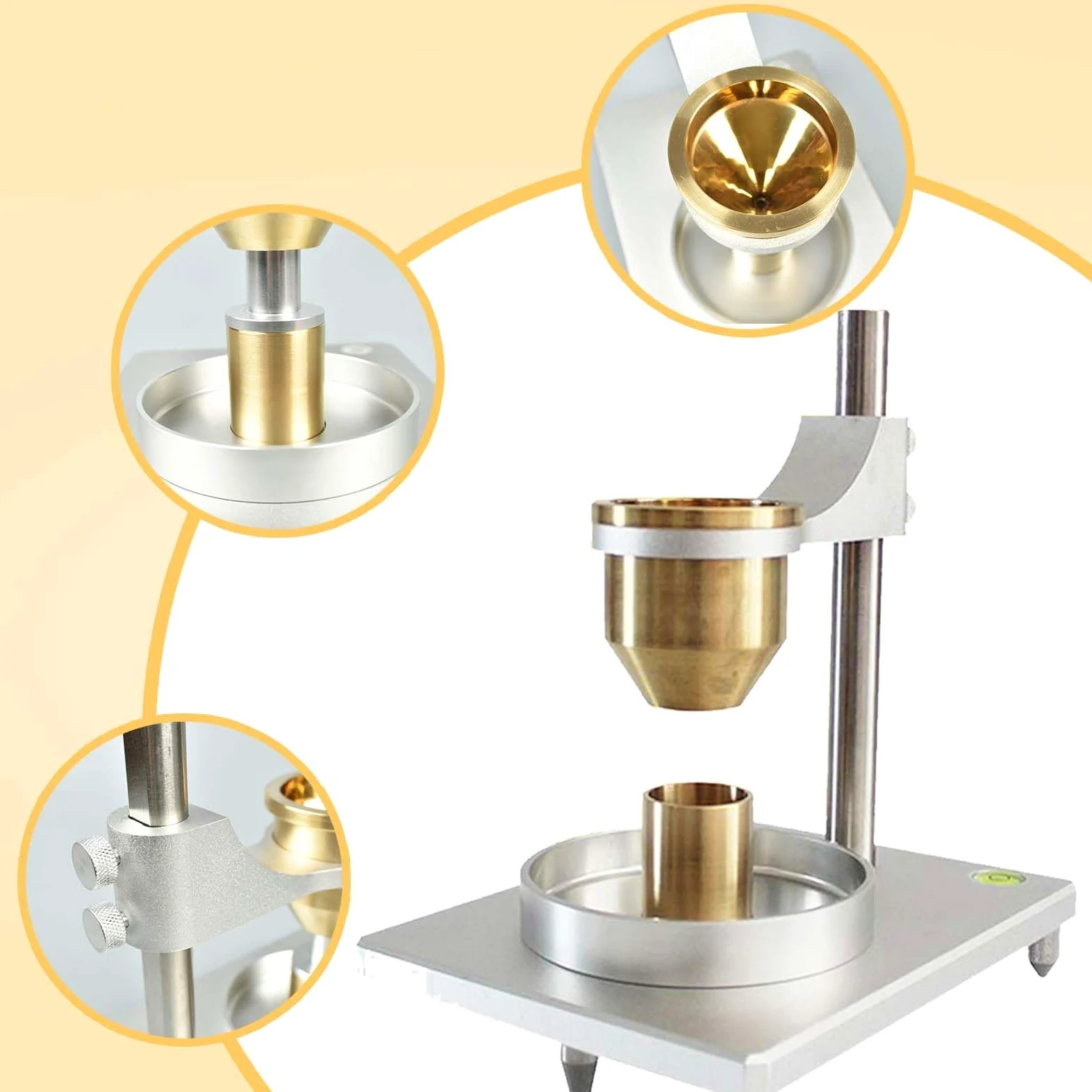 Medidor de Densidad Aparente Hall Flowmeter, Tamaño Pequeño y Fácil de Transportar con Soporte de Altura Ajustable para Probar el Flujo y la Densidad aparente de Polvos Metálicos