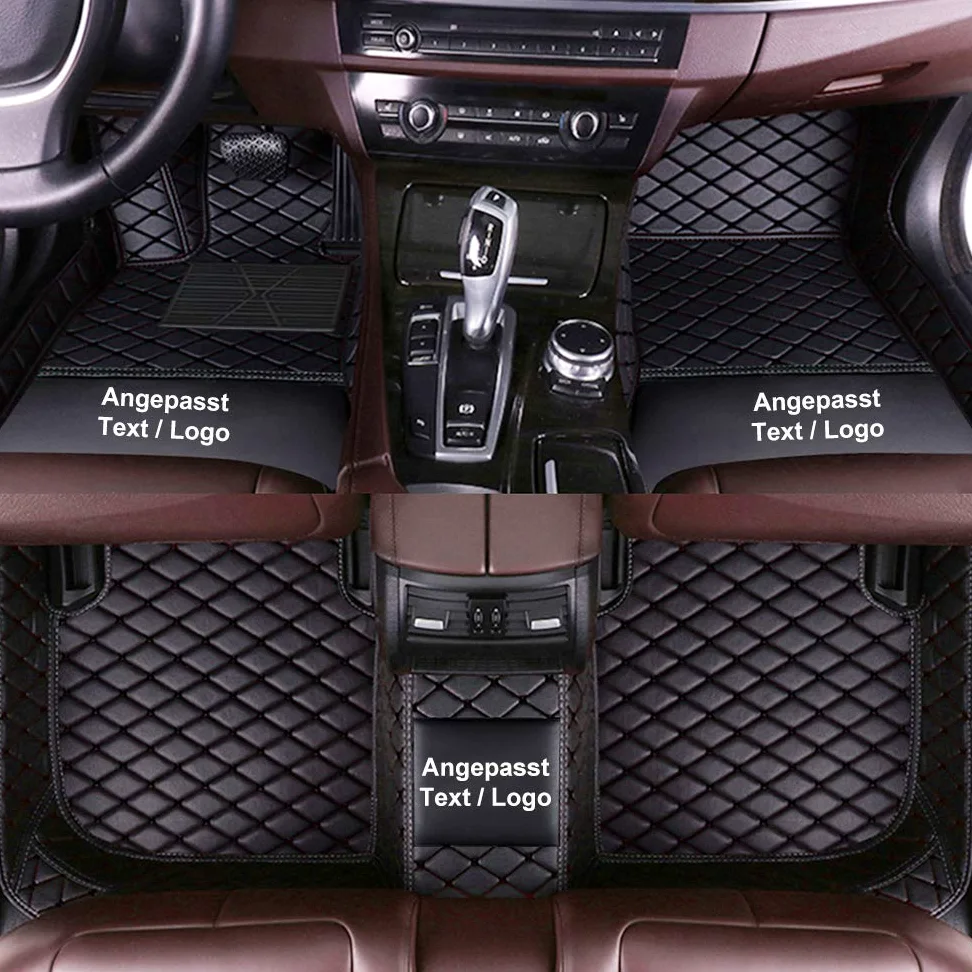 Alfombrillas en Cuero Personalizadas para Mercedes A/B/C/E/G/S/R/V-Class CL GL SL EQ AMG, Impermeable Antideslizante Alfombras de PU Cuero del Coche Negro