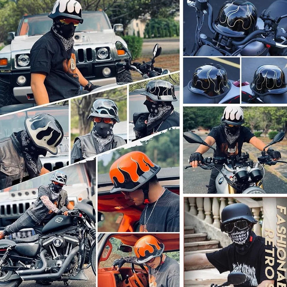 Cascos Half-Helmet, Casco De Cara Abierta, Casco Semi Cubierto para Motocicleta, Moto De Estilo Retro Homologado ECE Casco Alemán De La Segunda Guerra Mundial