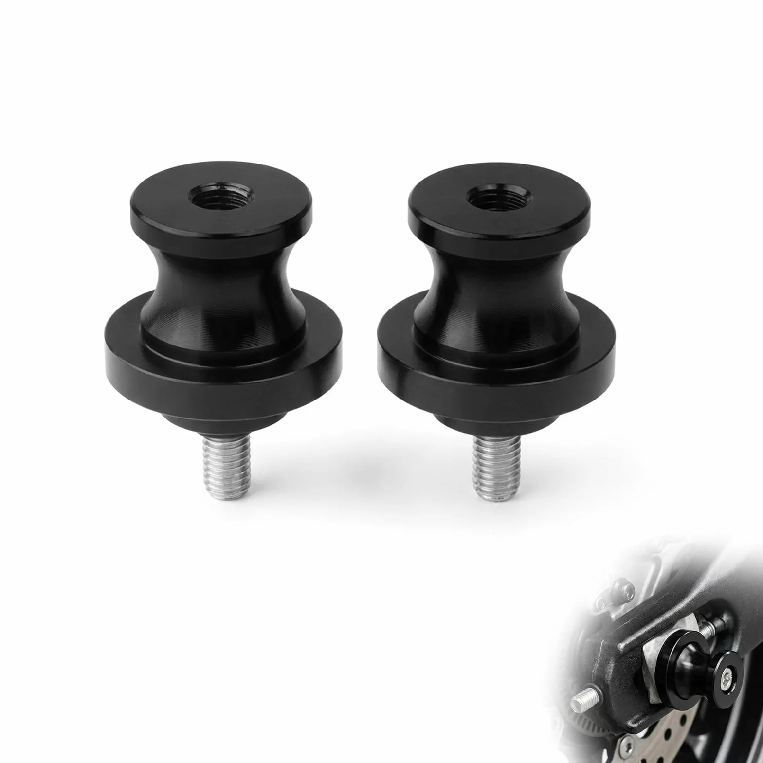 Jetstream 2 piezas M8 soporte soporte Bobbins, soporte de montaje, accesorios para rueda de mortor, adecuado para la mayoría de agujeros de brazo oscilante de 8 mm, negro