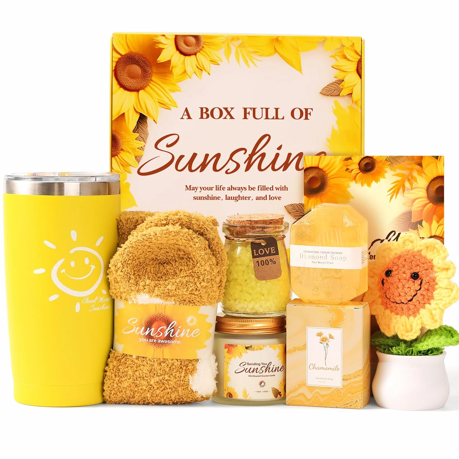 Sunshine Cestas de Regalo para Mujeres Hermanas Set de 7 Piezas Cuidado Personal Amistad