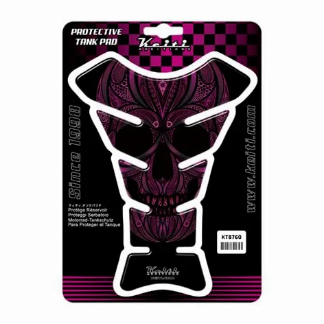 Keiti KT8760 - Almohadilla universal para depósito de motocicleta, diseño de calavera rosa