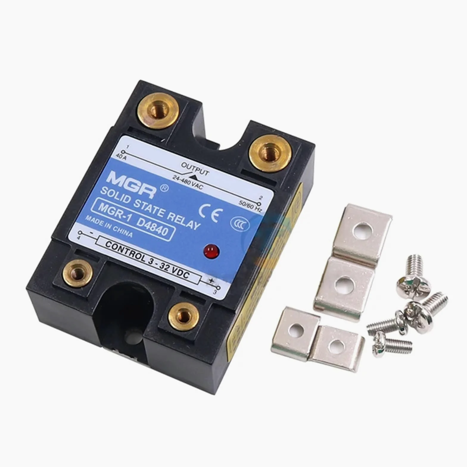 10A 20A 25A 40A 50A 60A 75A 80A 90A 100A 120A 150A Control CC monofásico AC disipador de calor relé T cubierta de plástico relé de estado sólido(Color:150A (DC-AC))