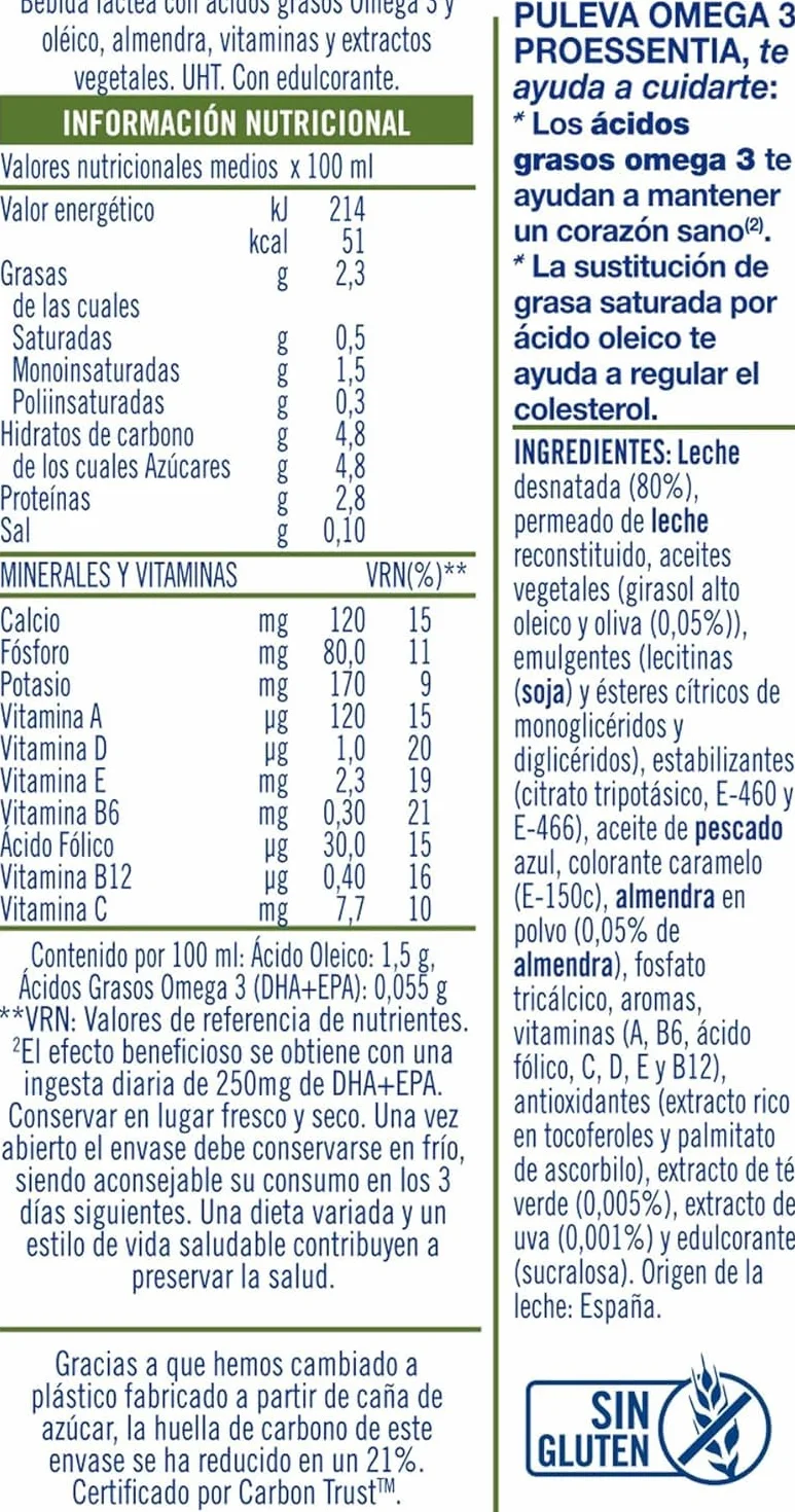 Puleva Omega 3 Proessentia Almendras brik 1L – Caja 6 litros