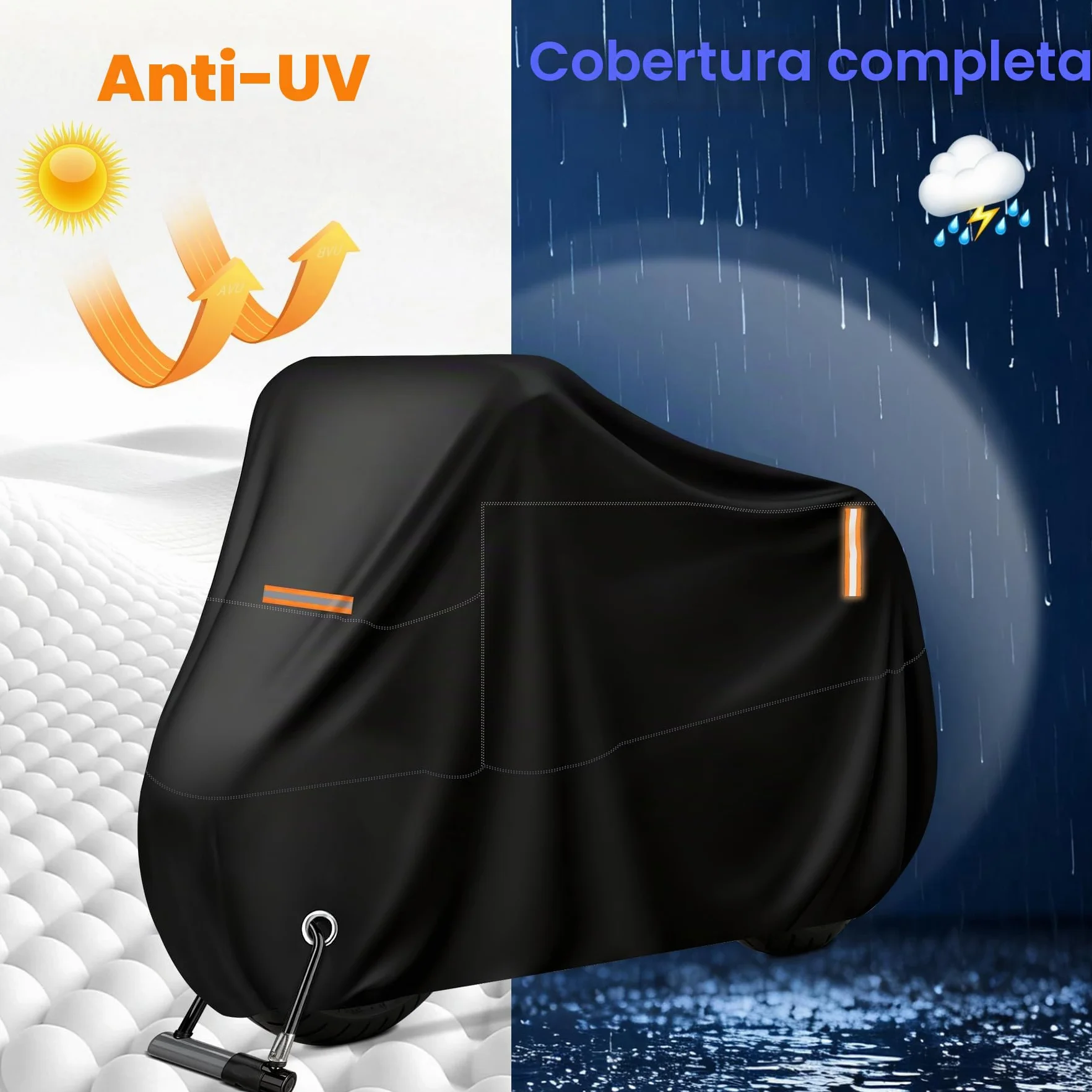 Funda para Moto Scooter, Cubierta de Moto Impermeable Protección Outdoor&Indoor, Funda Motocicleta Bicicletas a Prueba de Sol Lluvia Polvo Viento Nieve Excremento de Pájaro, XXL, 245x105x125cm
