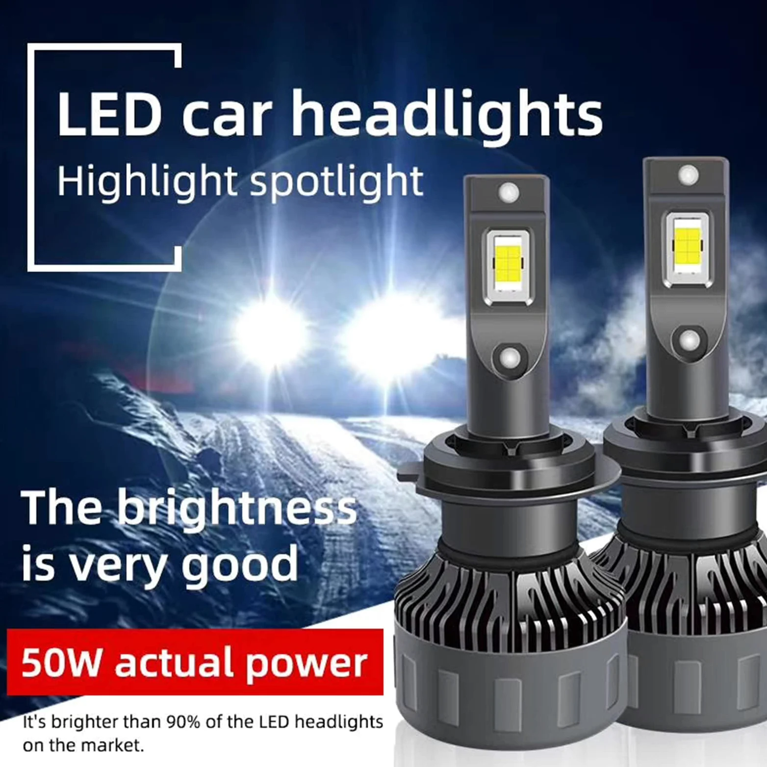 Bombillas LED Para Faros Delanteros, 100 W 30000 Lm, Luz LED Para Coche, Bombillas Para Faros Delanteros Canbus, Lámpara Automática Para Automóviles, 12 V, 6000 K, IP68, Paquete De 2,H7