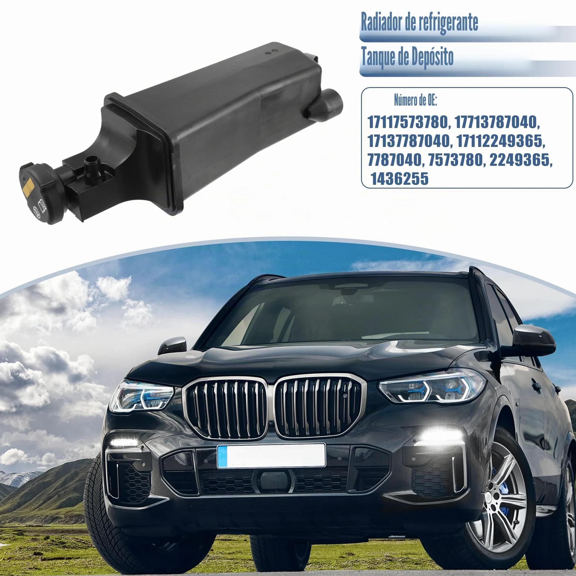 A ABSOPRO Depósito De Refrigerante Para Bmw E46 Serie 3 98-99 1Pc | Negro, Pp, 28.5X12.5X10.5Cm, Oe 17137787040, Para Bmw X5 E53 01-06, Sensor Incluido, Delantera