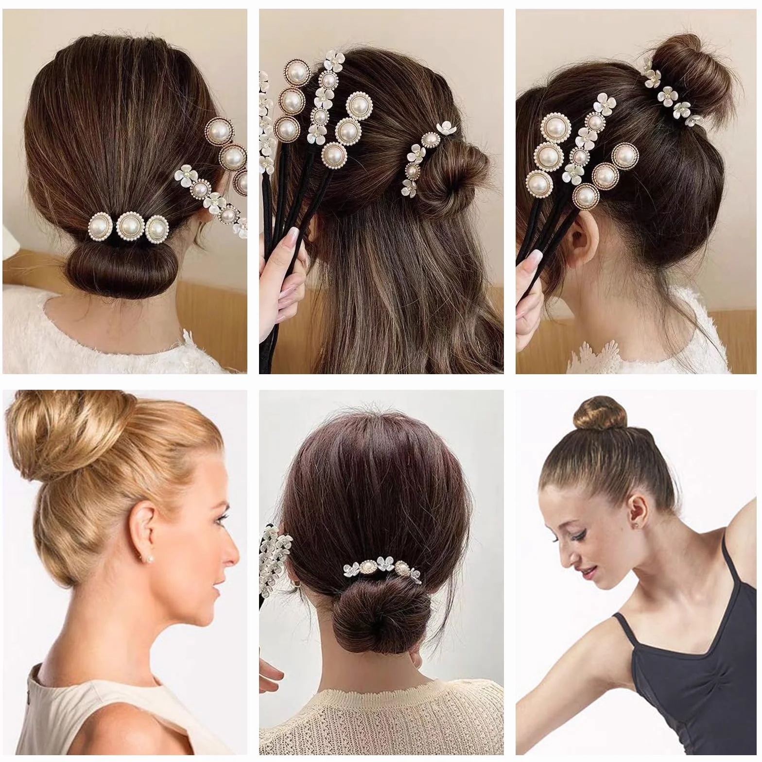 Donut de Pelo 30 PCS, Accesorios de Peinado, Moño de Pelo DIY Set para Bailarines