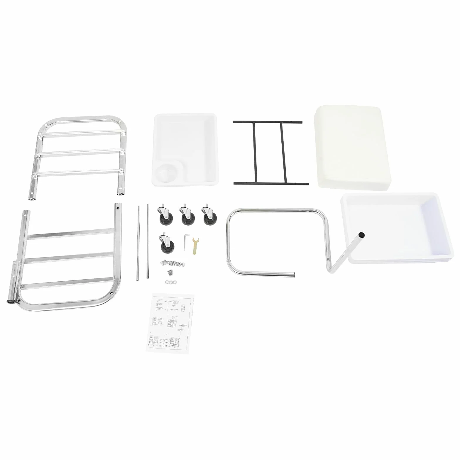 Carro de manicura regulable en altura blanco 100 kg 3 capas ruedas bandeja 20,87-30,31 pulgadas 12,2 x 14,96 x 17,32 pulgadas