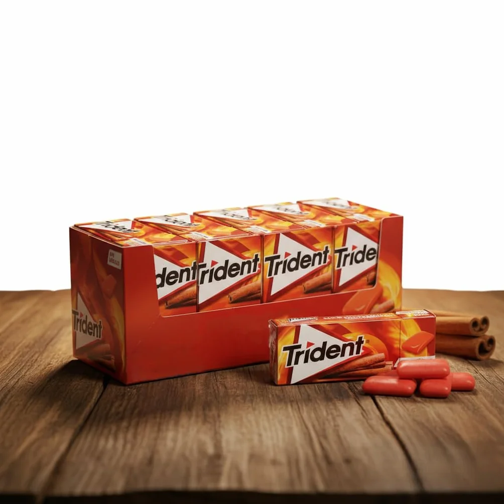 iChuches Trident Chicle Sin Azúcar Sabor Canela Pack 24 Unidades Larga Duración Sin Calorías