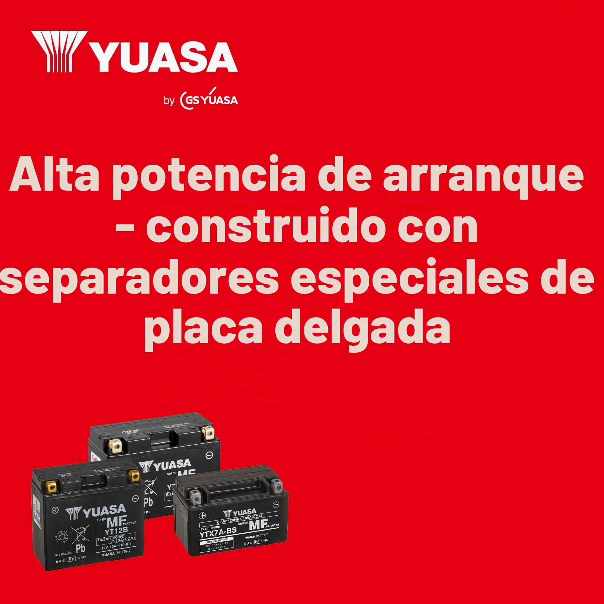 Yuasa YTX7L 12V 100 CCA Batería de moto AGM VRLA libre de mantenimiento