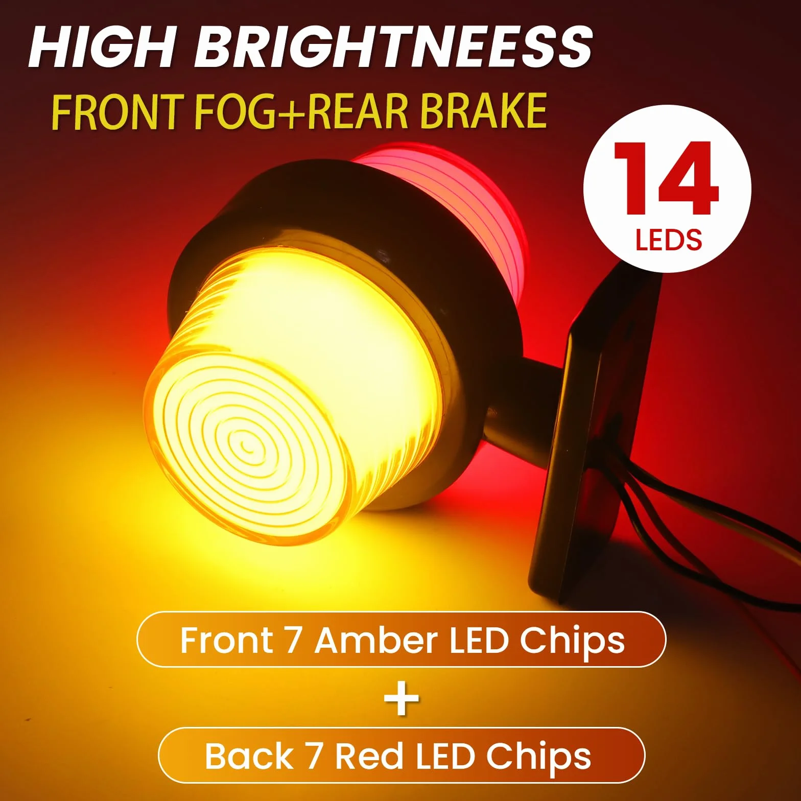 2PCS LED luces de posición lateral 12V 24V, indicadores laterales de remolque universales luces de liquidación advertencia de doble cara luces para remolque camión RV (Amarillo&Rojo)