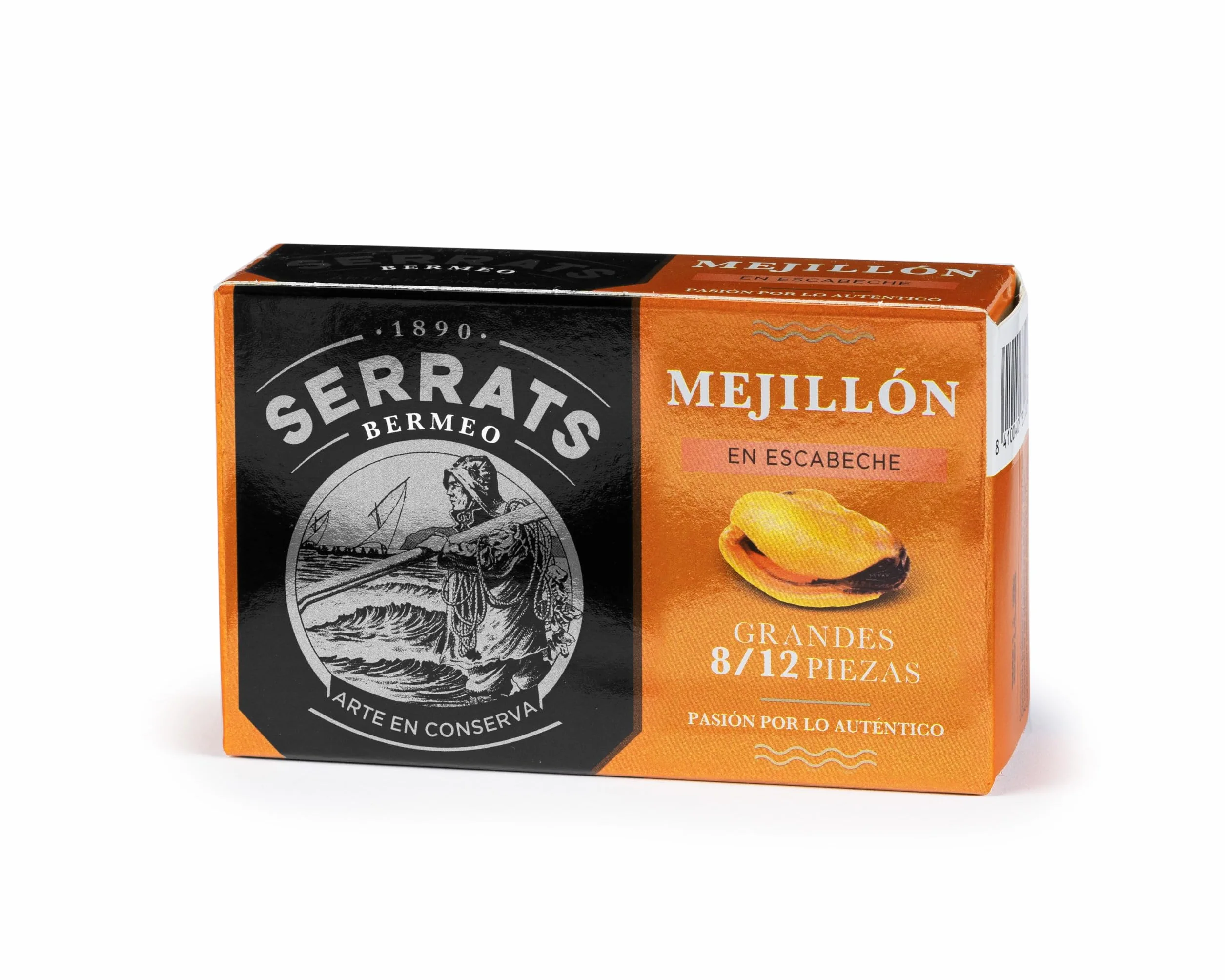 CONSERVAS SERRATS Mejillones Grandes en Escabeche Tradicional Artesanal 12 Latas x 110g 1320g 8/12 Mejillones por lata Sin Gluten Omega 3