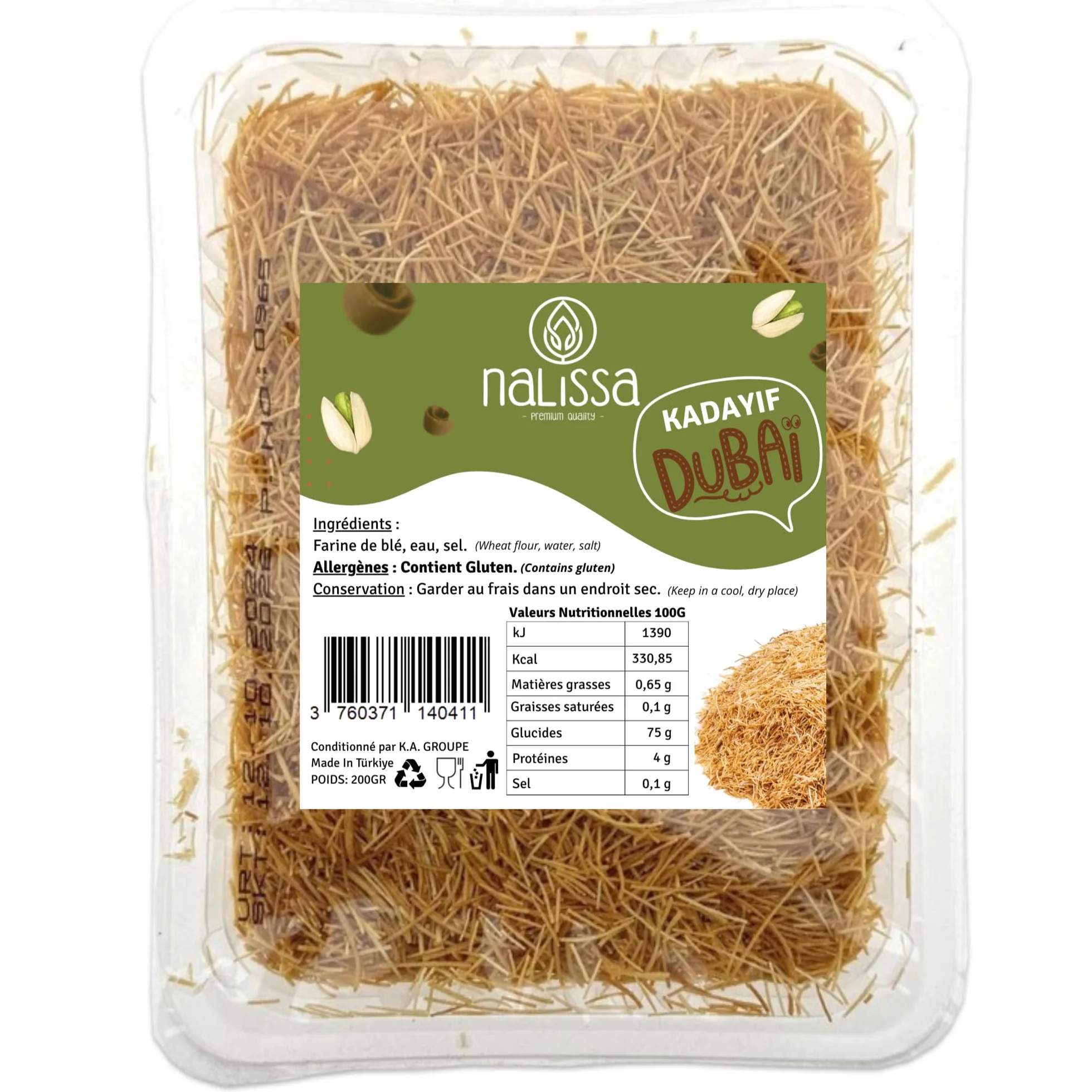 Kadaif Dubai Chocolate Asado Cabello de Ángel 200g Postre Oriental Kunefe Crujiente Kataifi