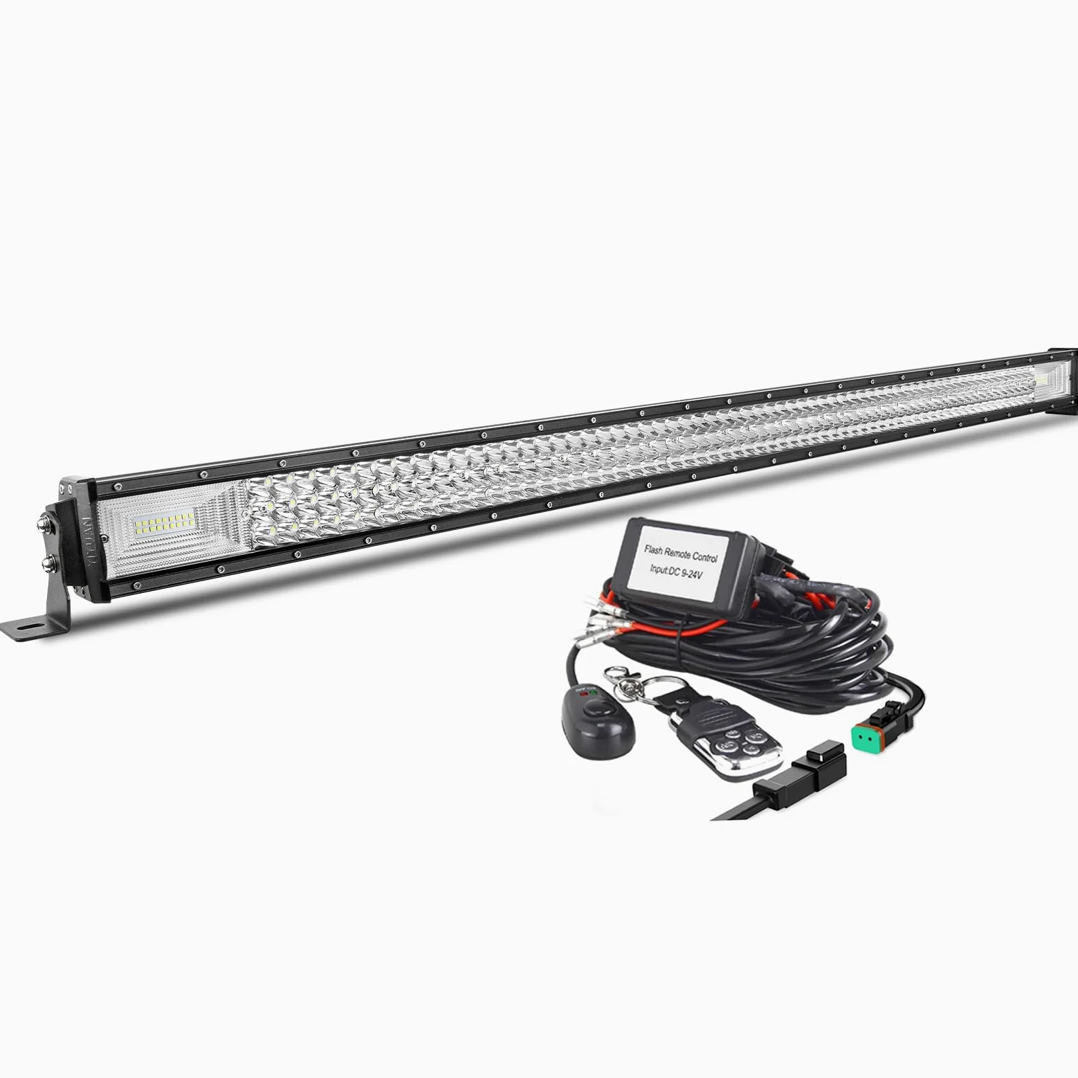 AUXTINGS 127 cm 648W barra de luz led,50 Pulgadas Todoterreno Barras luminosas led,12V Remoto estroboscópica cableado para off road camión coche SUV 4x4, Foco Inundación 6000K lámpara de conducción