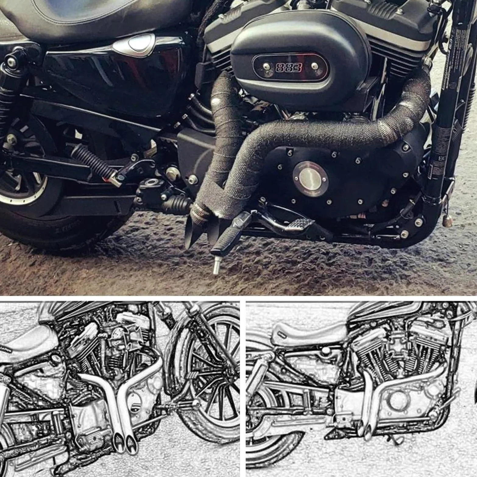 YUUEI Tubo para Escape Motocicleta para Harley para Davidson T7 para Softail para Sportster 883 1200 Accesorios Modificados Sistema(D Silver)